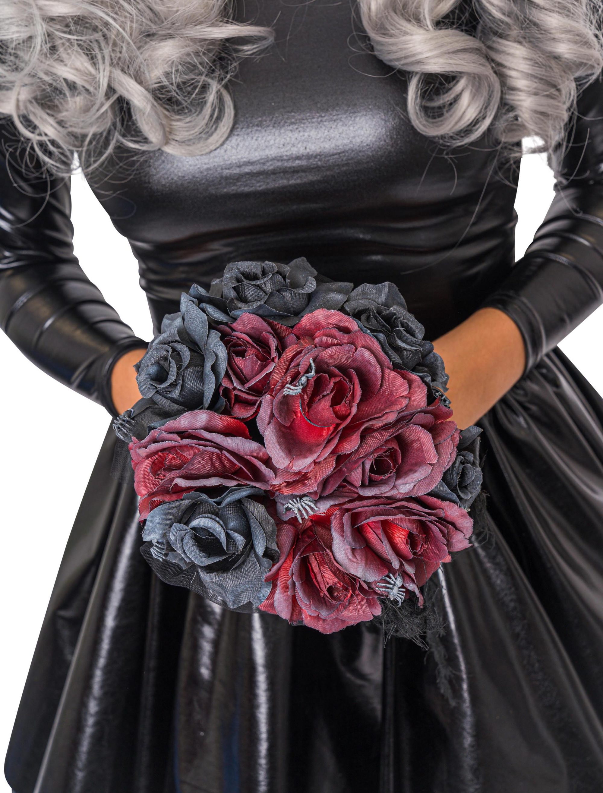 Blumenstrauß mit Spinnen rot/schwarz