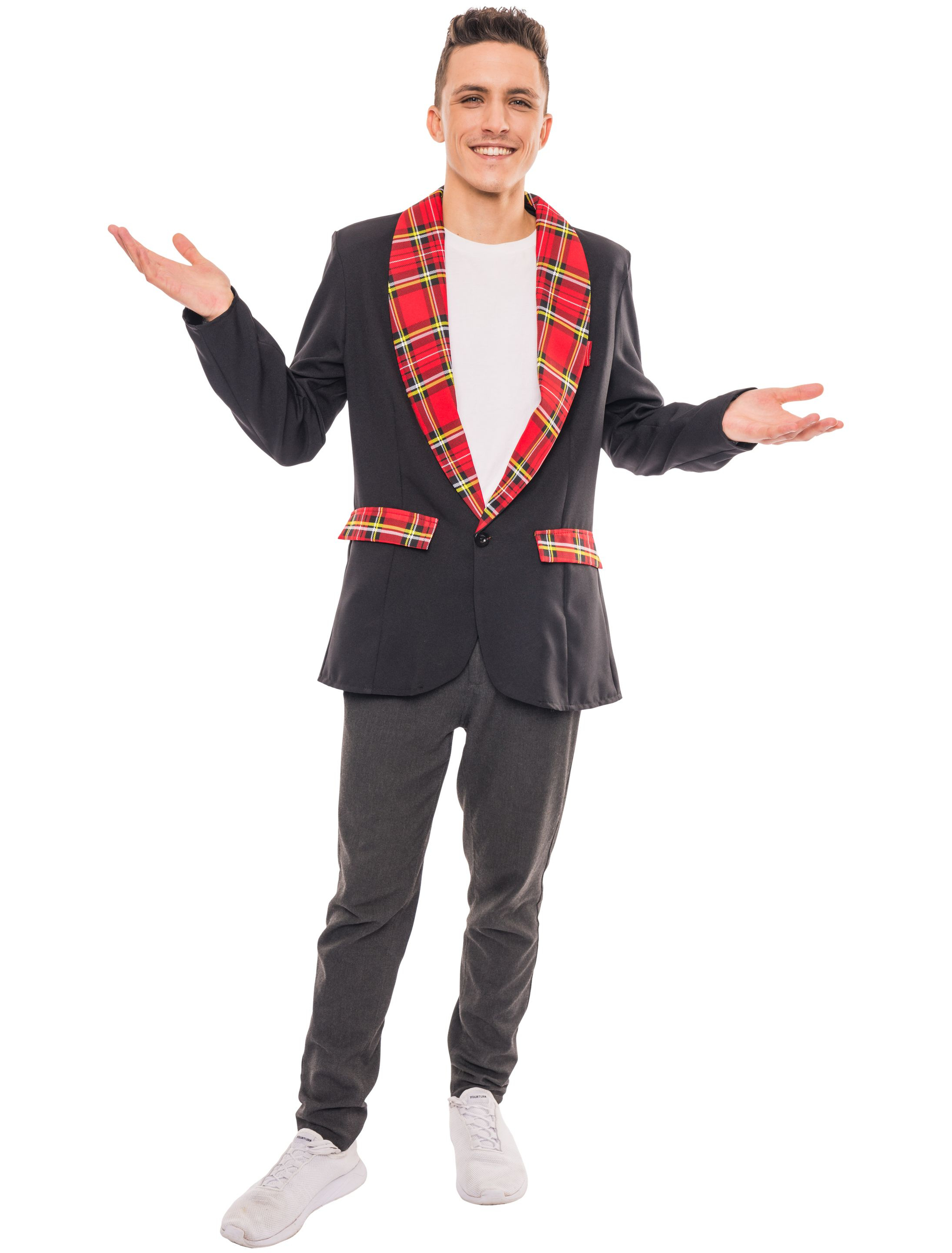 Jackett mit Schottenkaros Herren schwarz/rot L