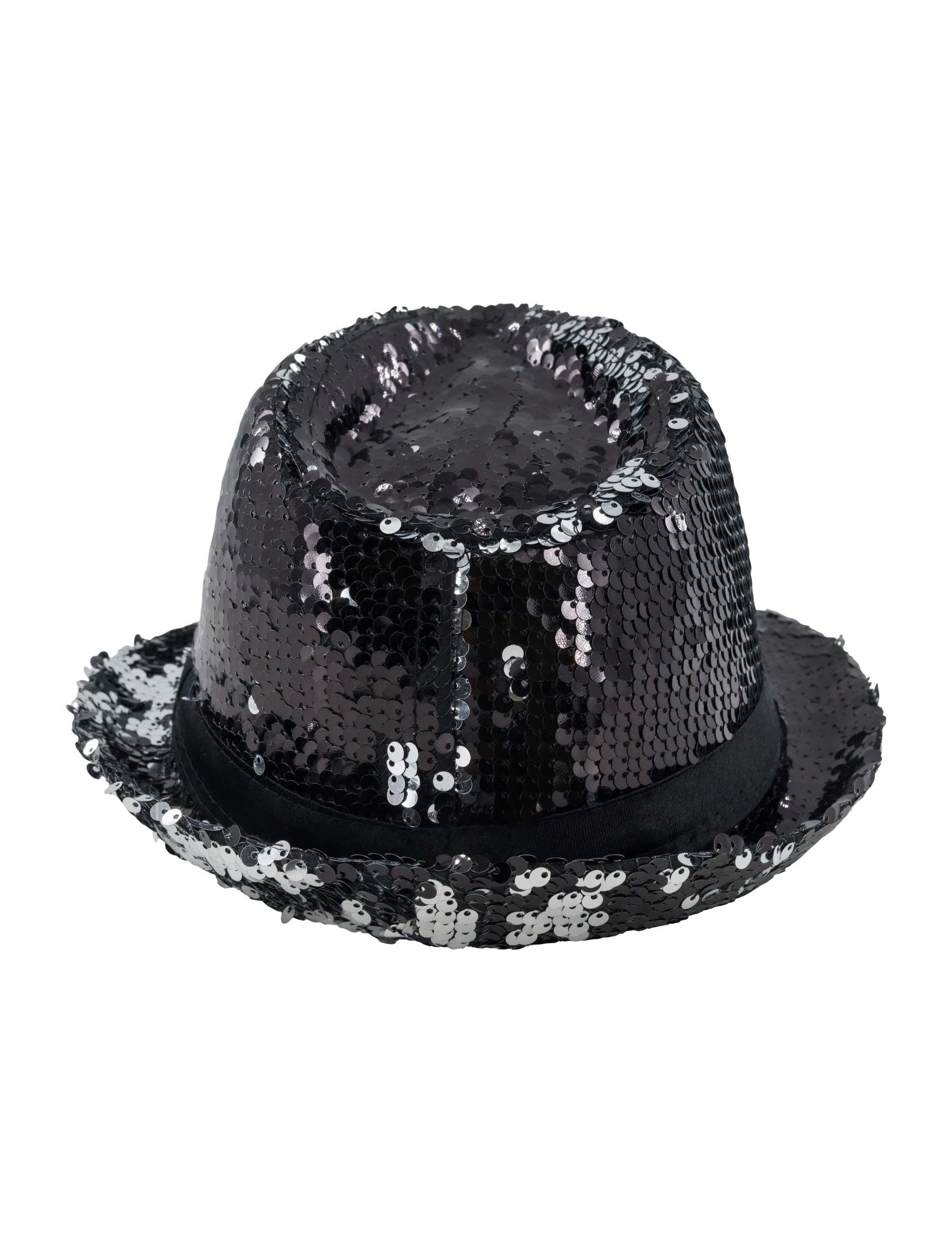 Hut Fedora Wendepailletten schwarz/silber one size