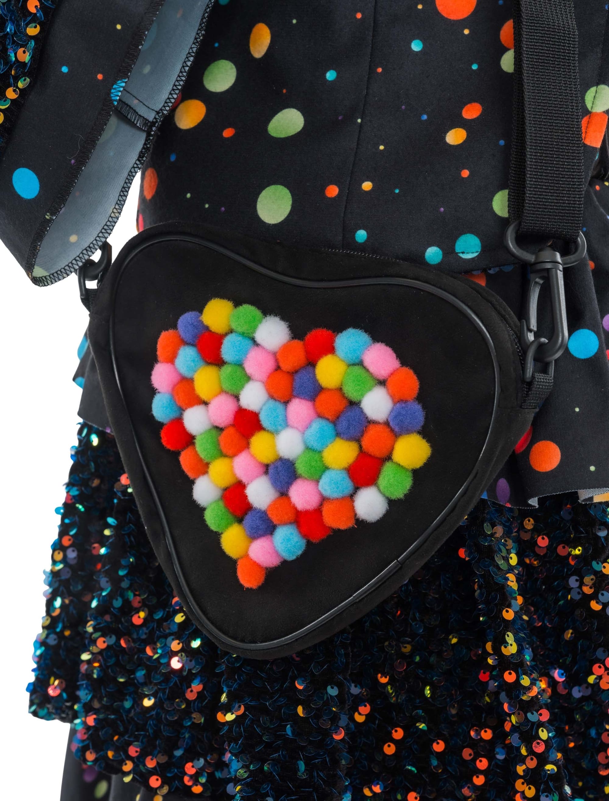 Tasche Herz mit Pompoms schwarz