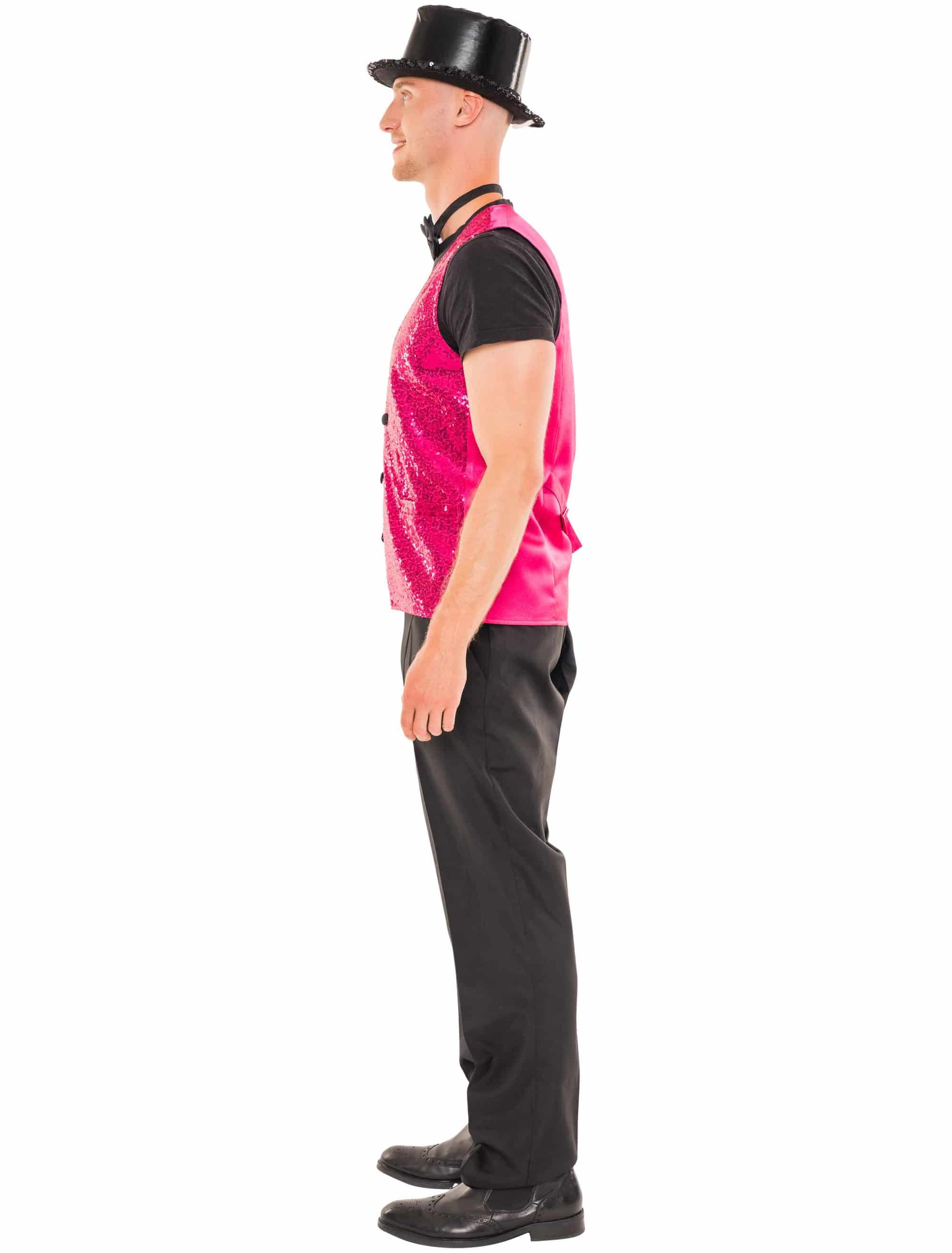 Weste Pailletten de luxe Herren pink 2XL/3XL