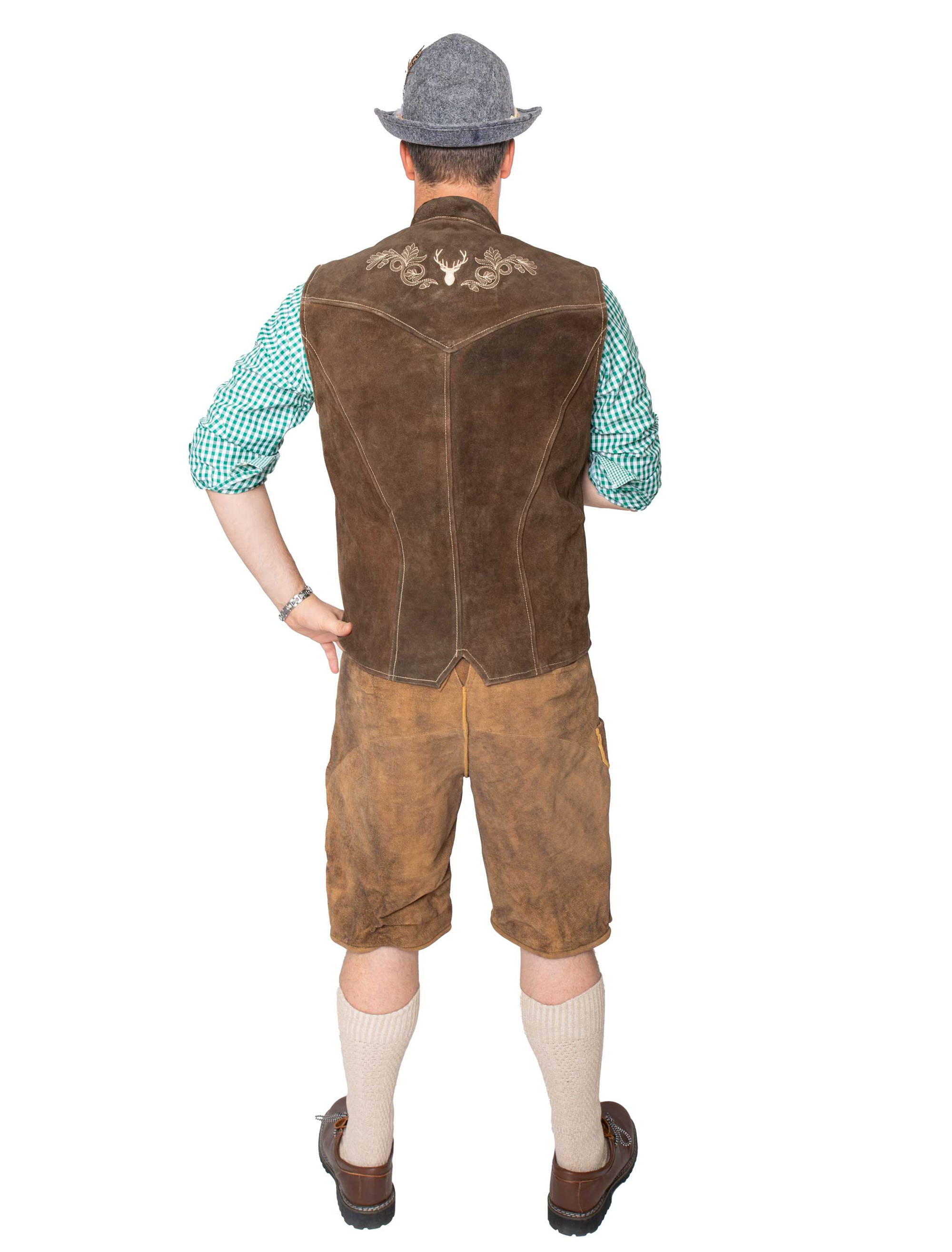 Lederweste Hirsch Herren dunkelbraun M