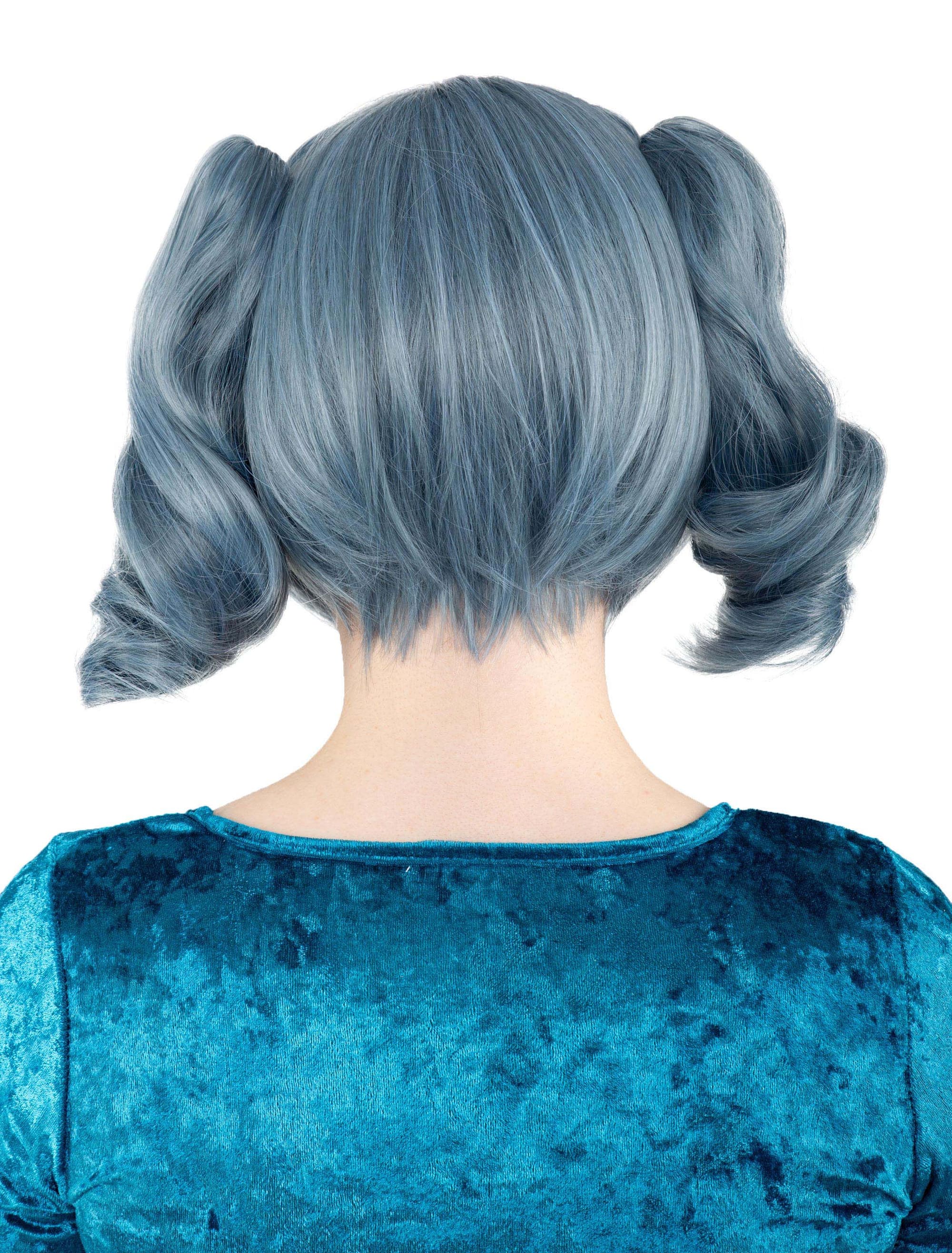 Perücke Manga mit Zöpfen blau/grau
