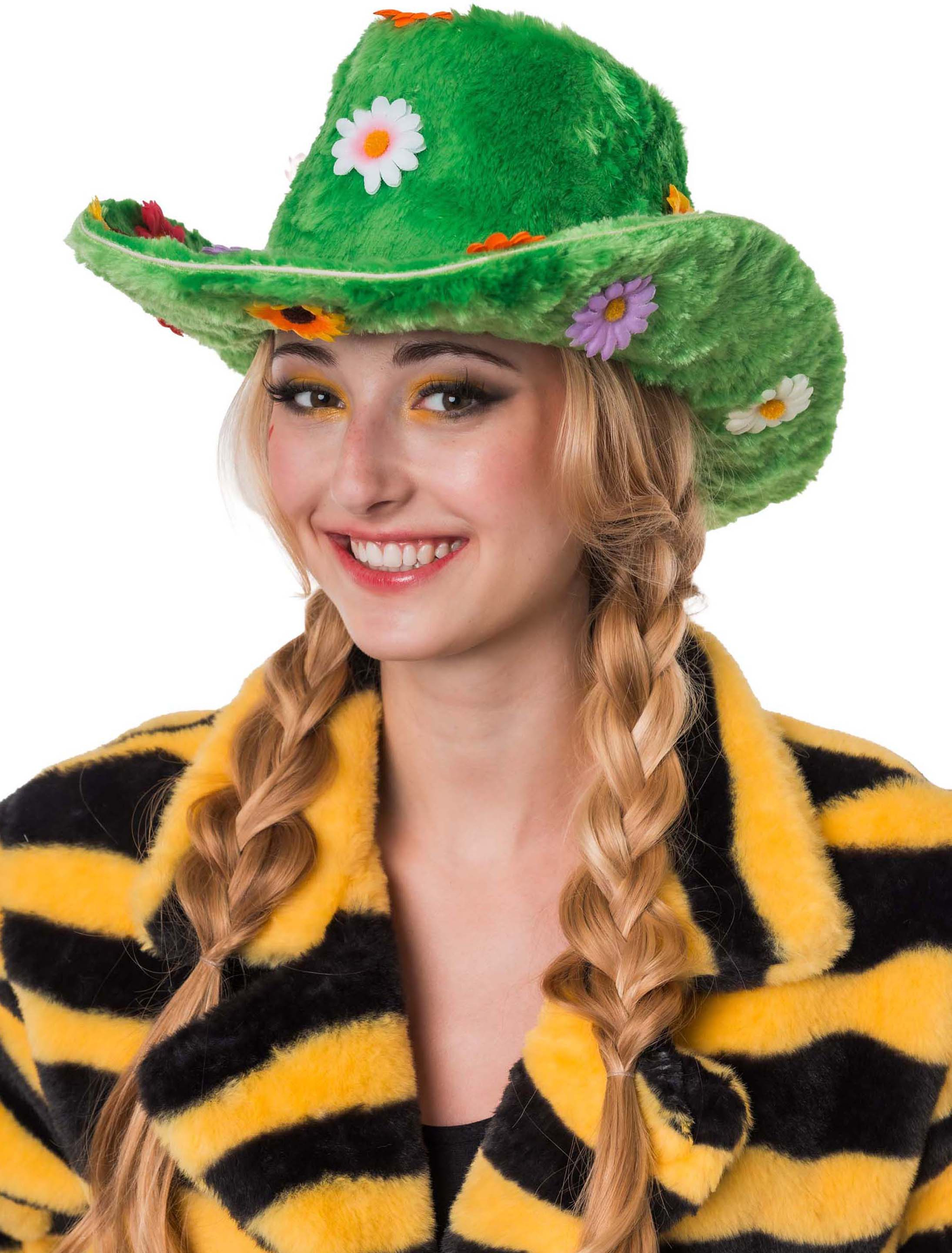 Cowboyhut Gras mit Blumen grün 59