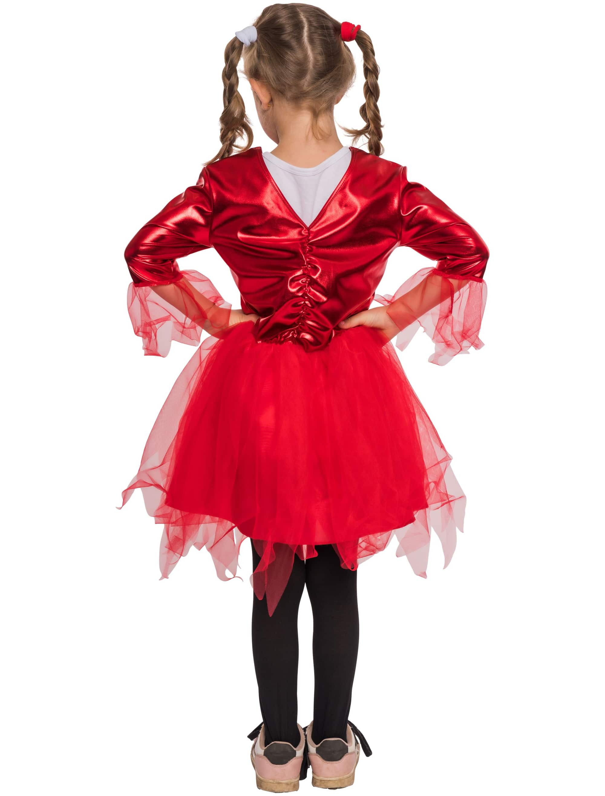 Kleid Teufel metallic mit Tüll  Kinder rot 104