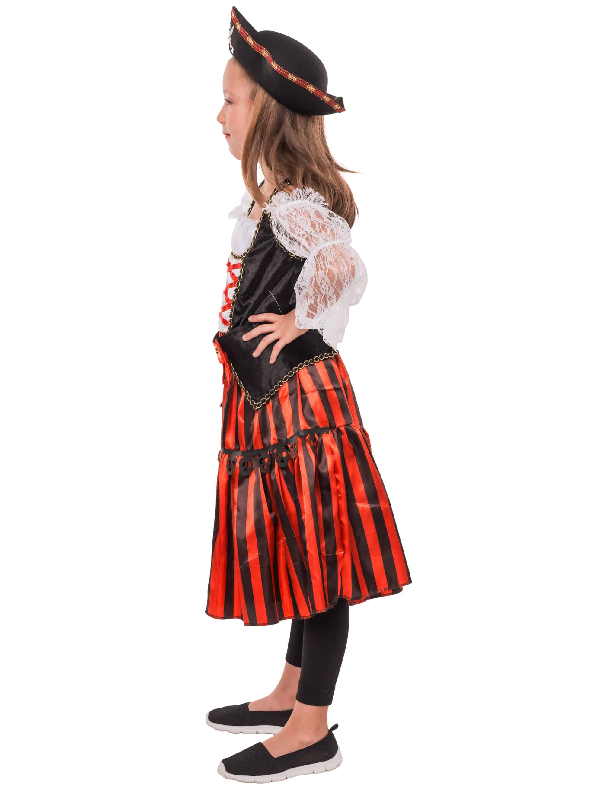 Kleid Piratin 2-tlg. Kinder schwarz/weiß/rot 4-6 Jahre