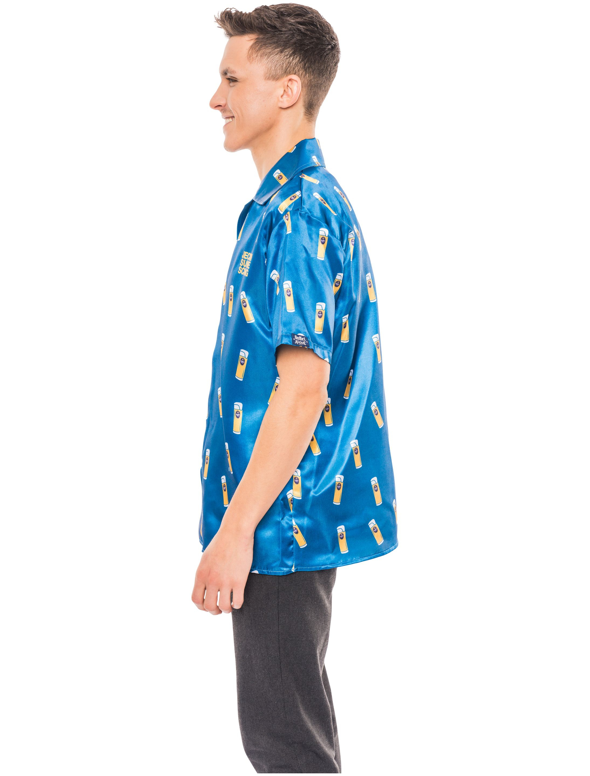 JIS Satin Shirt Jeck im Sunnesching Herren blau 2XL-3XL