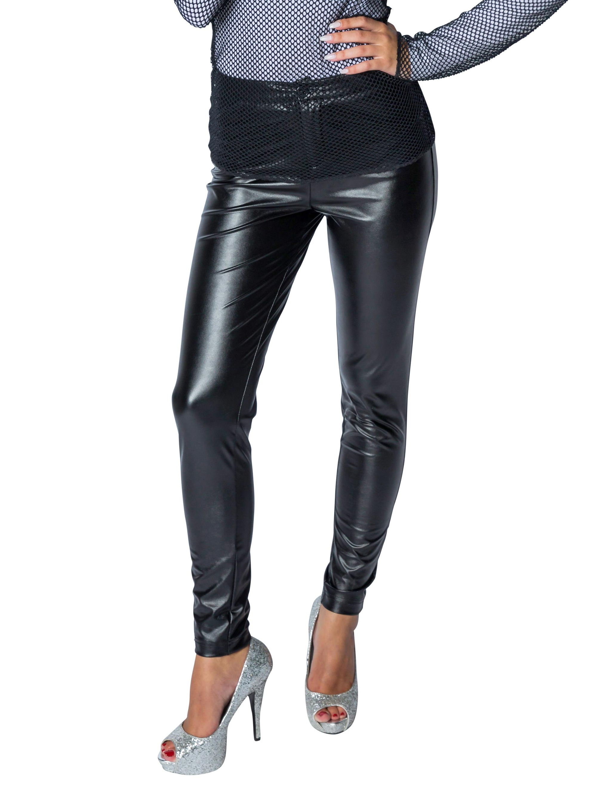 Leggings glänzend Damen schwarz S/M