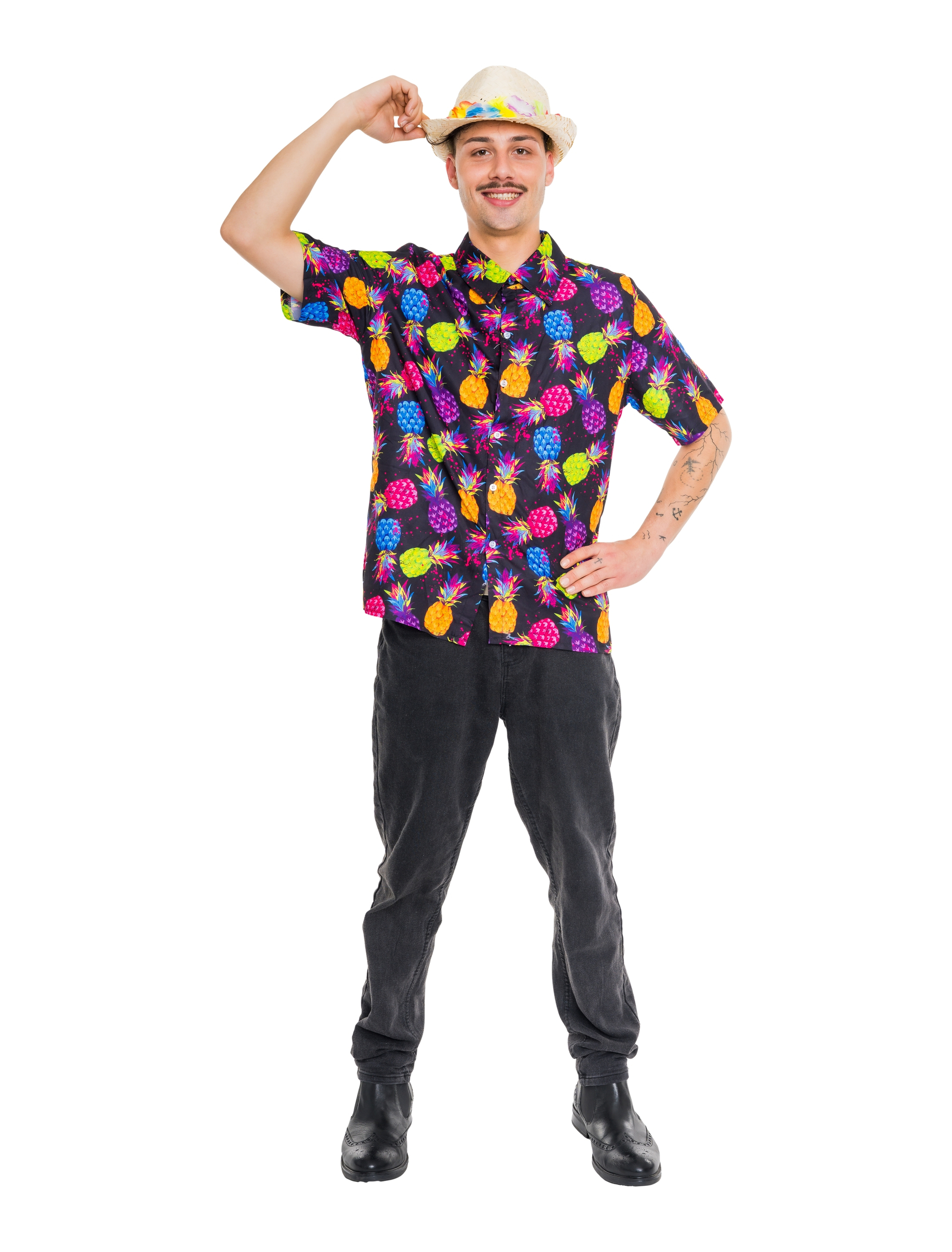 Hemd kurzarm Ananas Herren bunt XL/2XL