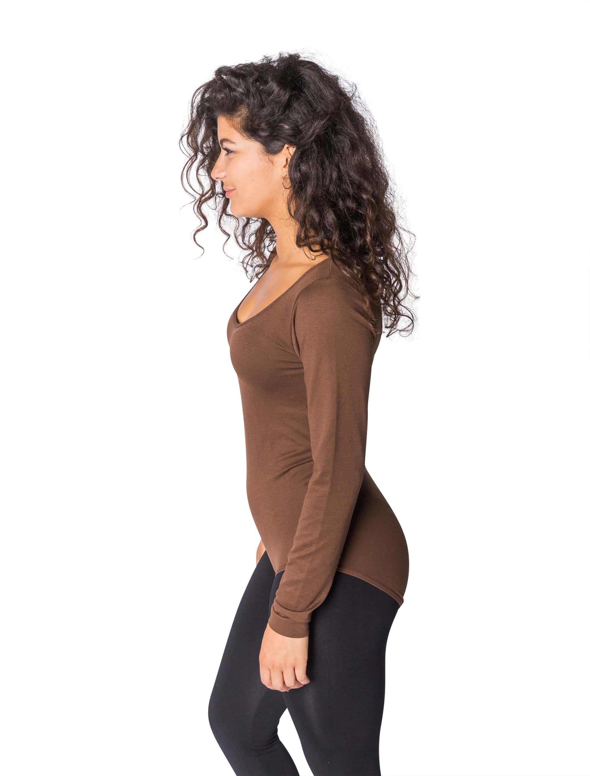 Body langarm Damen braun XS