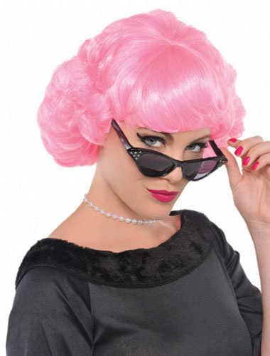Perücke elegant glatt wellig rosa