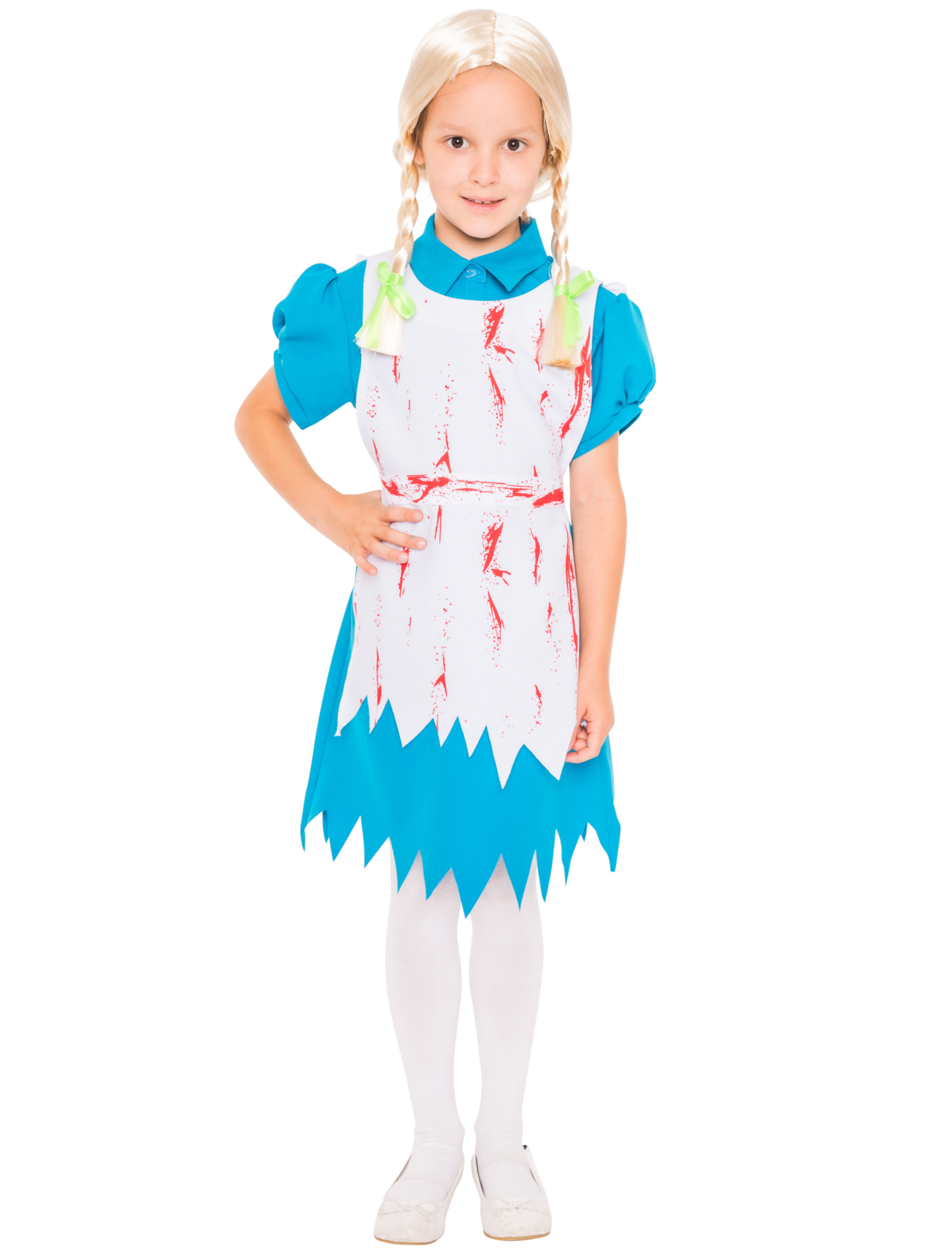 Kleid Alice Kinder mit Blut weiß/blau 164