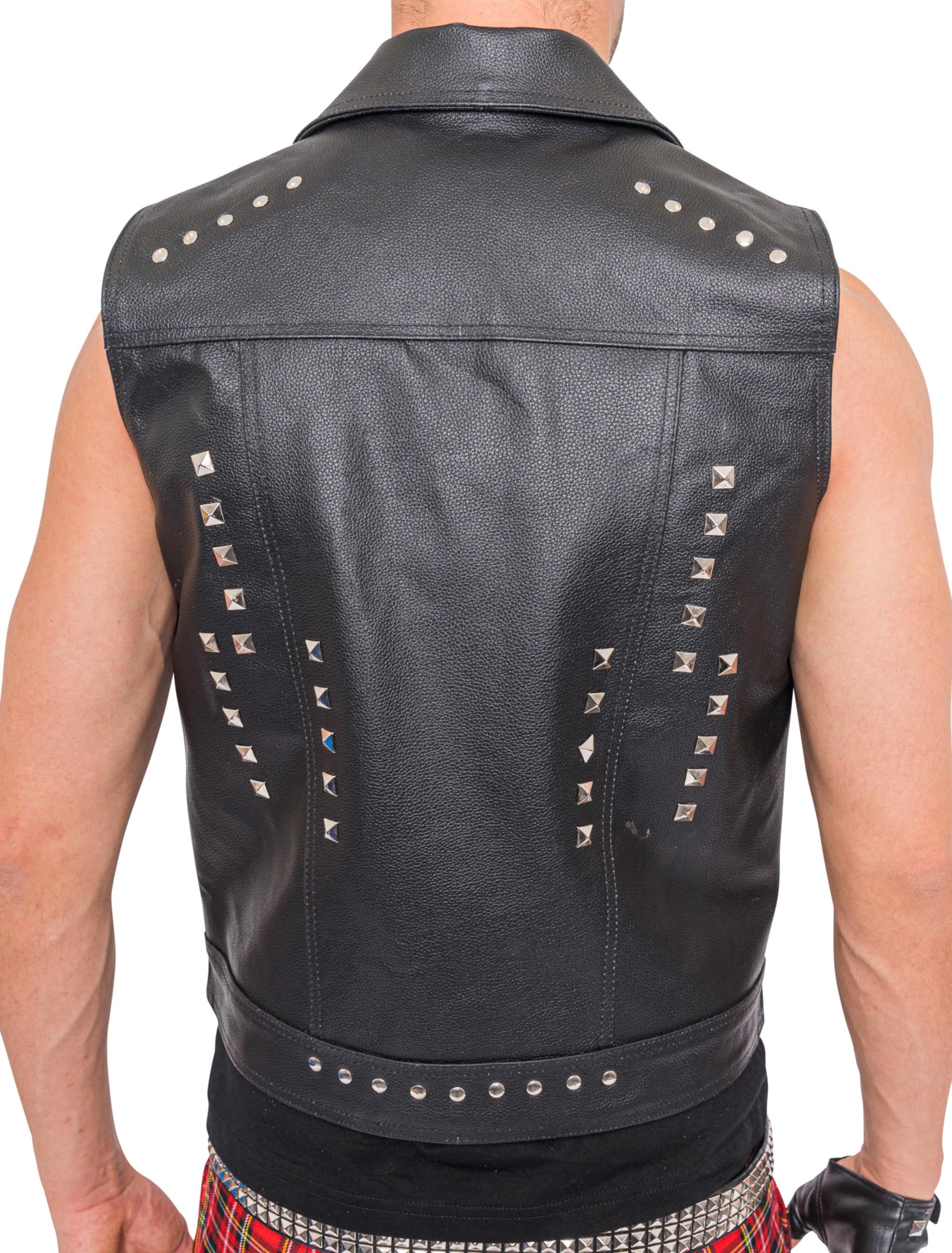 Lederweste Punker Herren schwarz XS