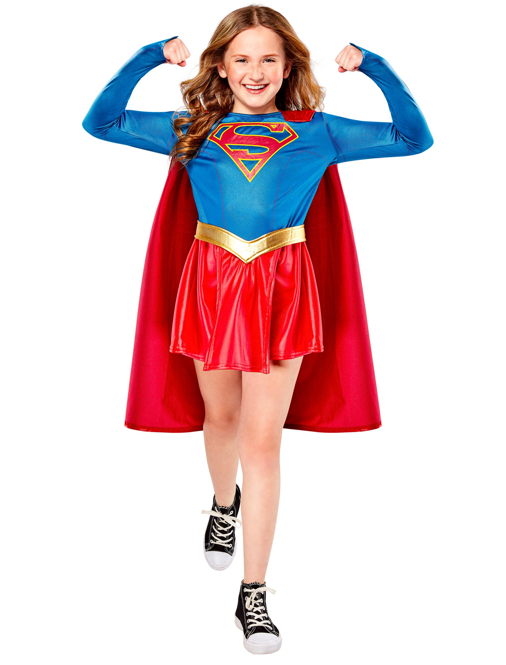 Supergirl 3-tlg. Kinder rot/blau 5-7 Jahre