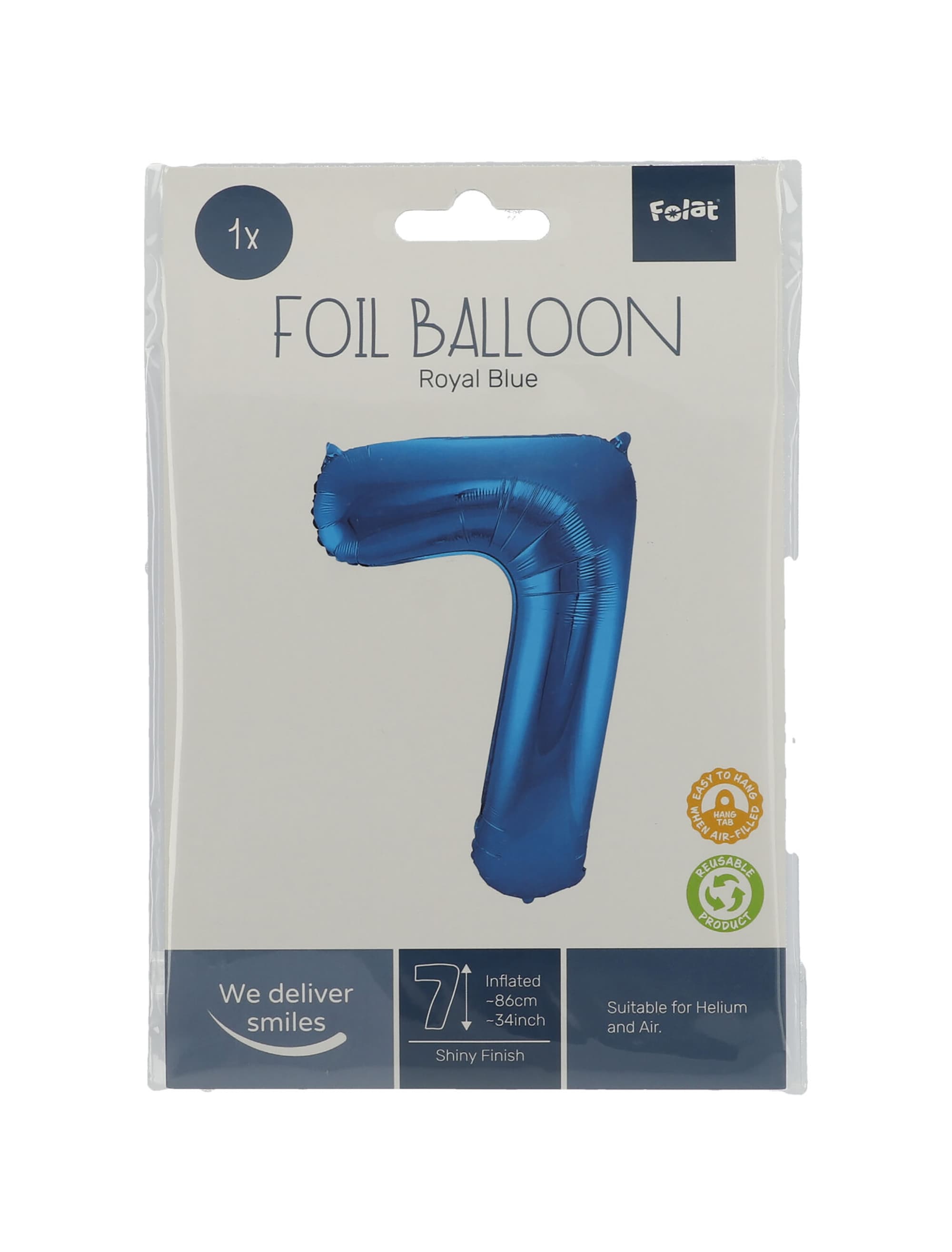 Folienballon Zahl 7 L blau
