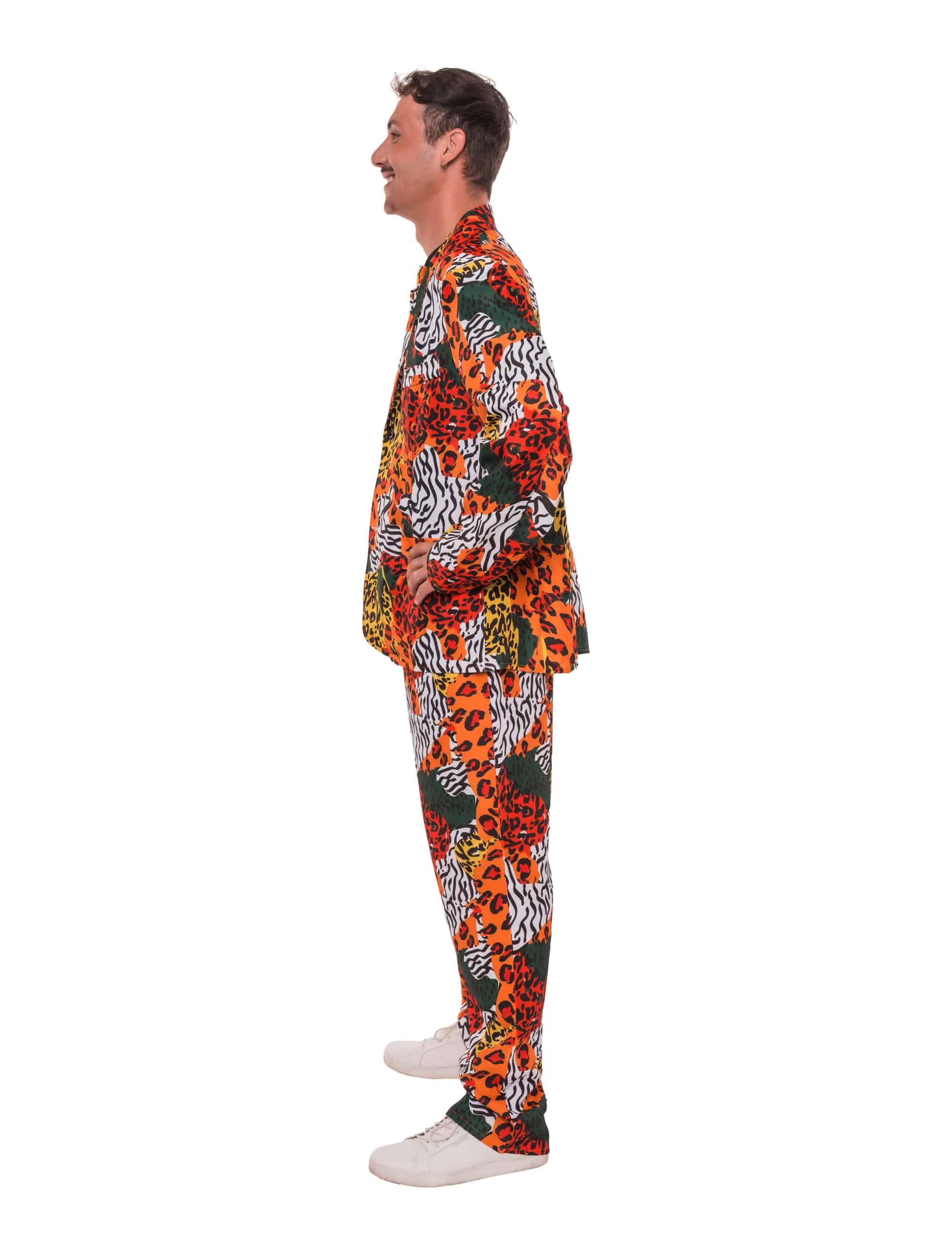 Anzug 3-tlg. animal print Herren bunt M/L