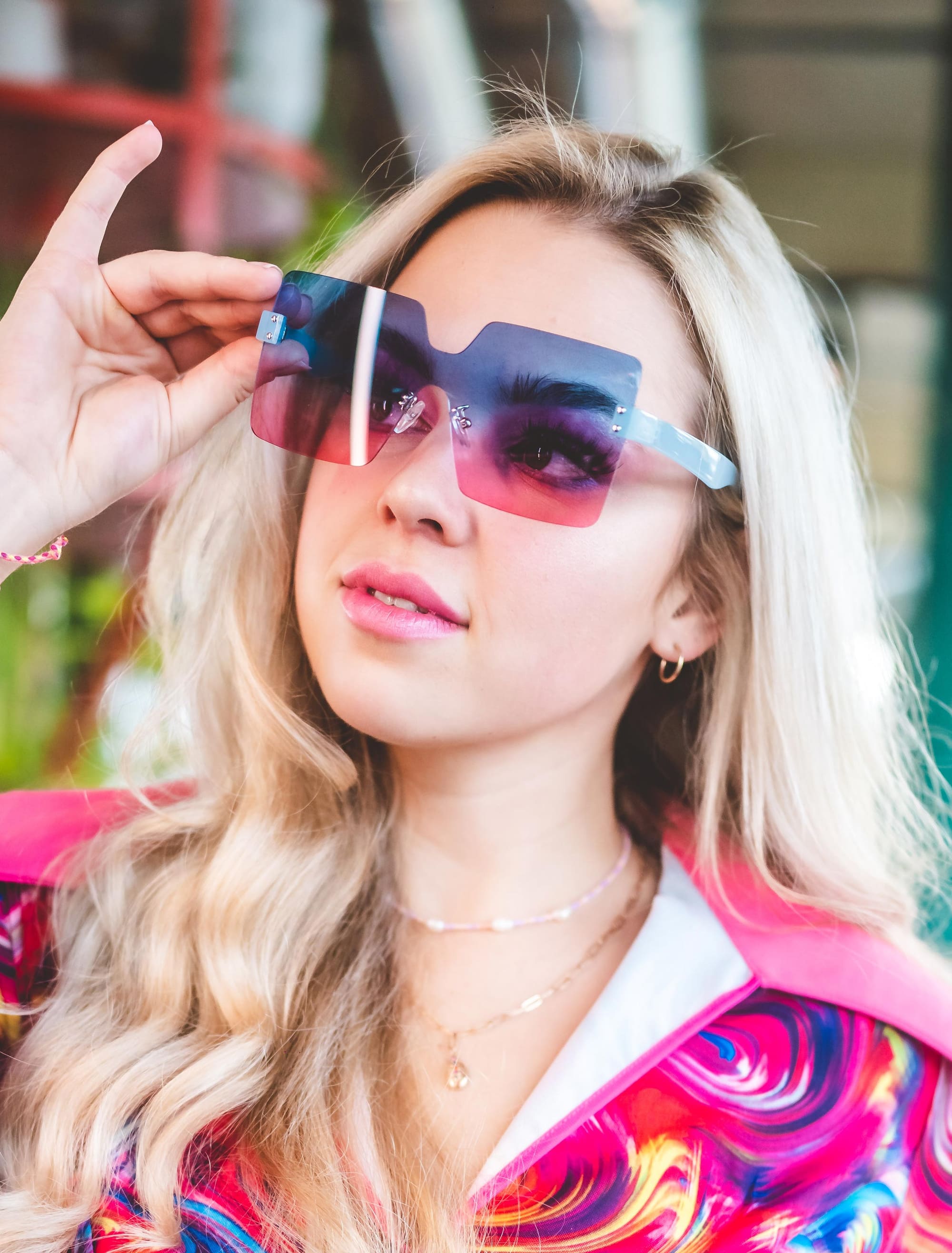 Brille randlos blau/rot
