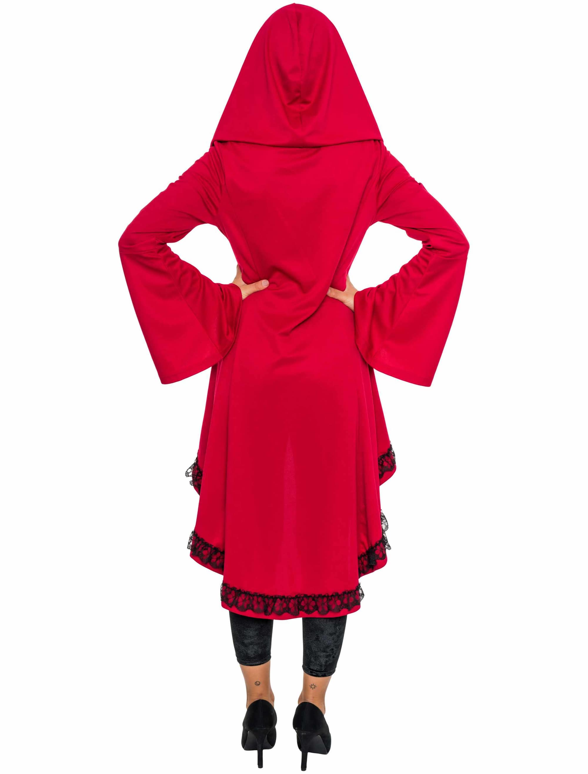 Umhang mit Kapuze Damen rot L