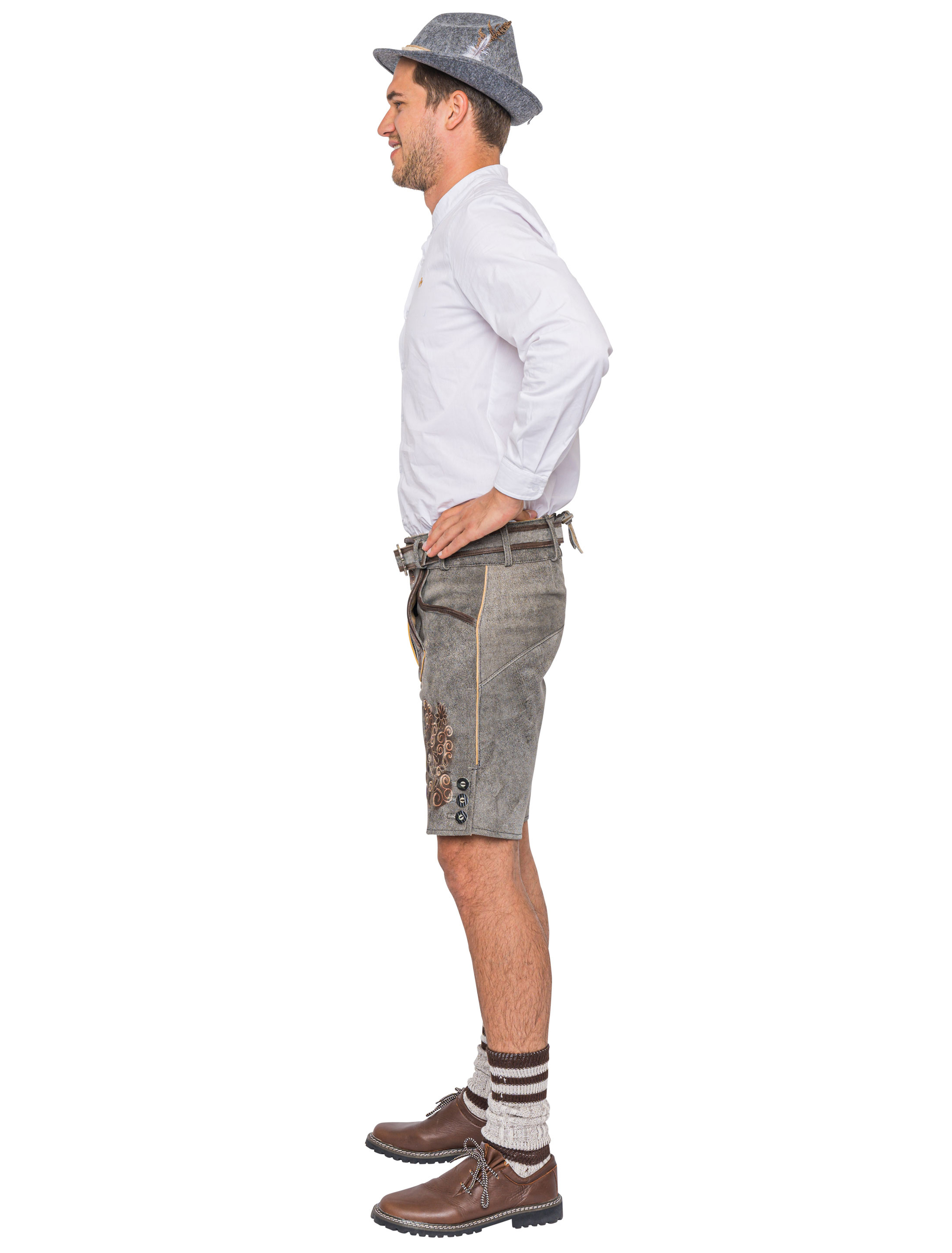 Lederhose Uli Herren grau 4XL