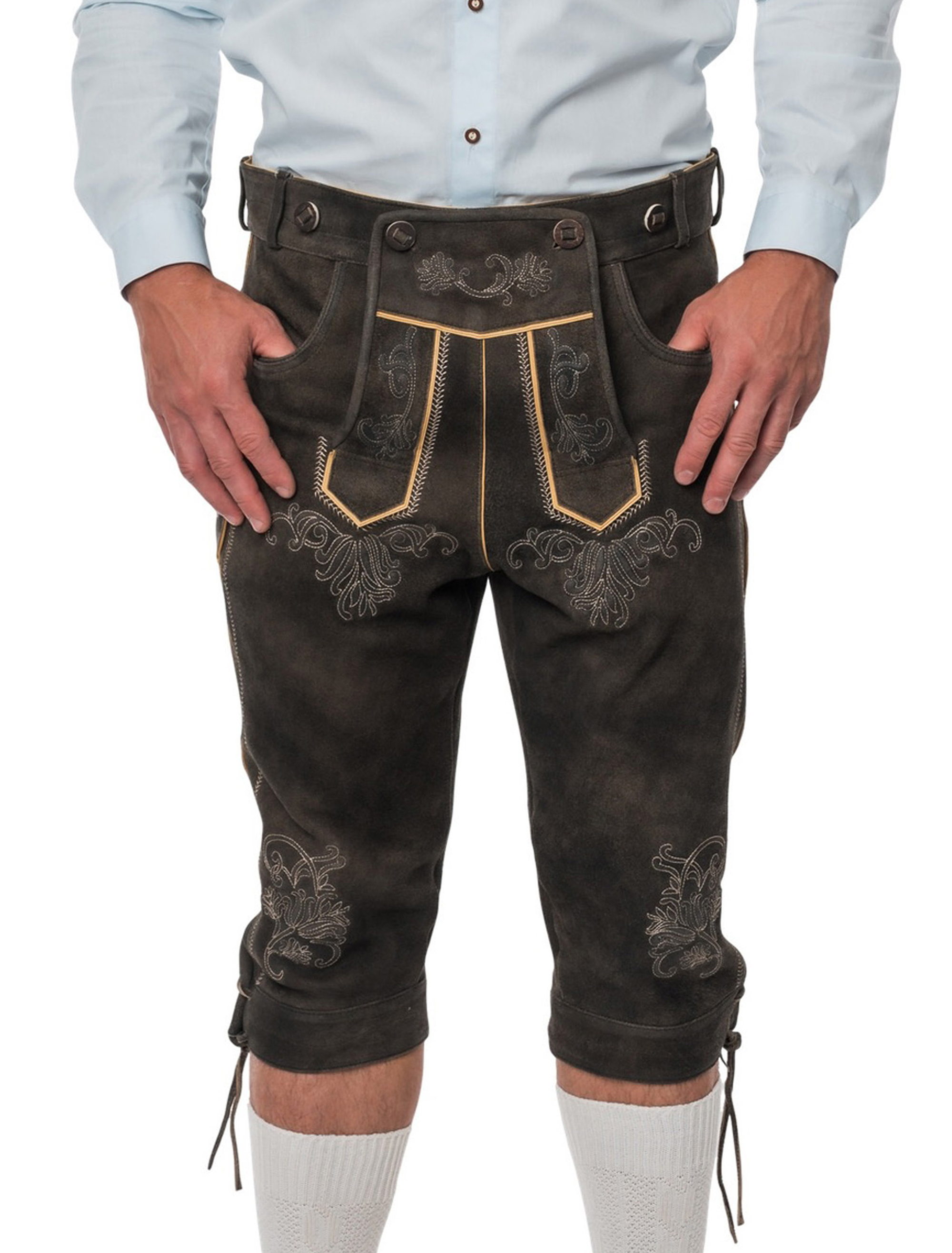 Lederhose Henry 3/4 lang Herren dunkelbraun S