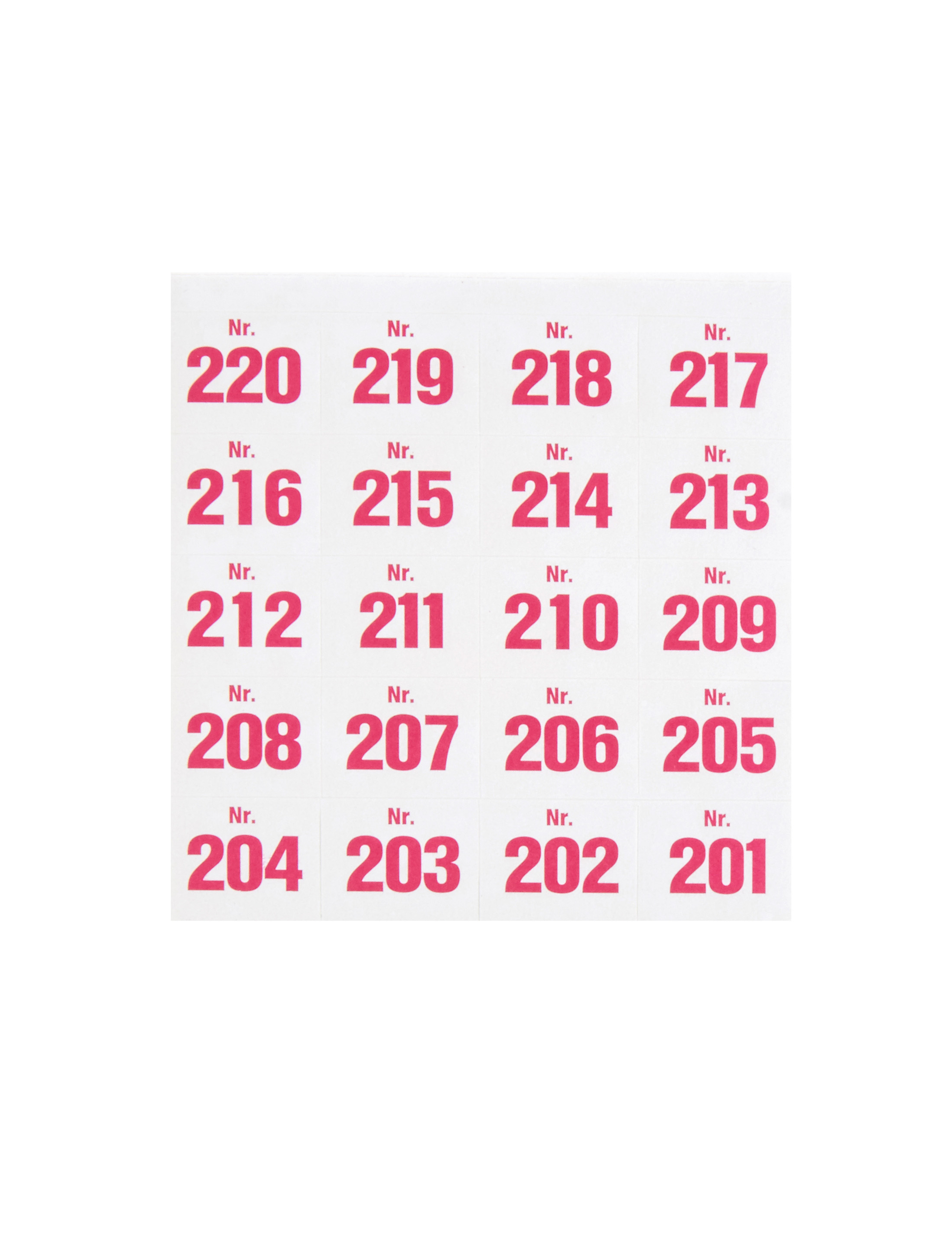 Aufklebenummern 201-300