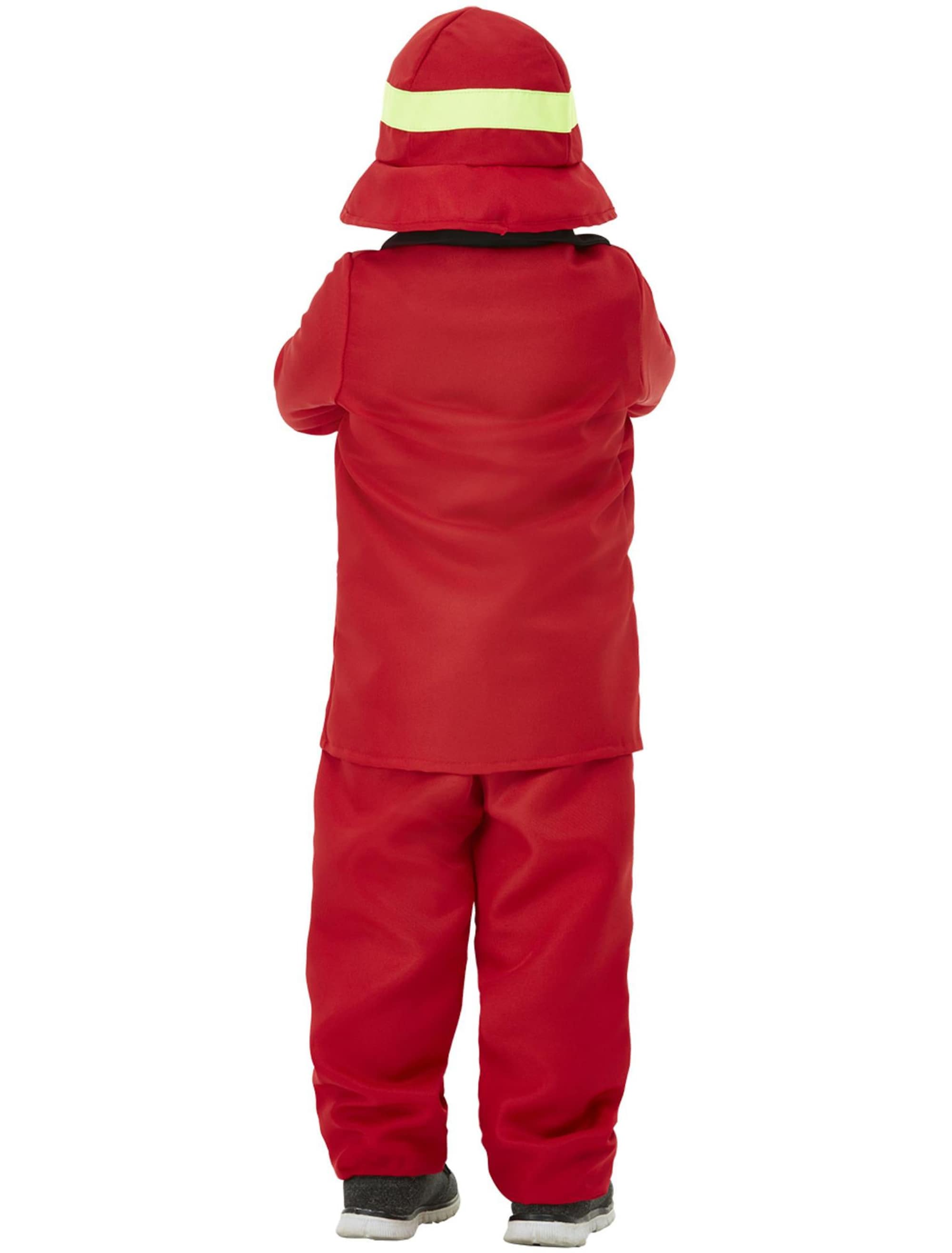 Kostüm Feuerwehrmann 3-tlg. Kinder rot 7-9 Jahre