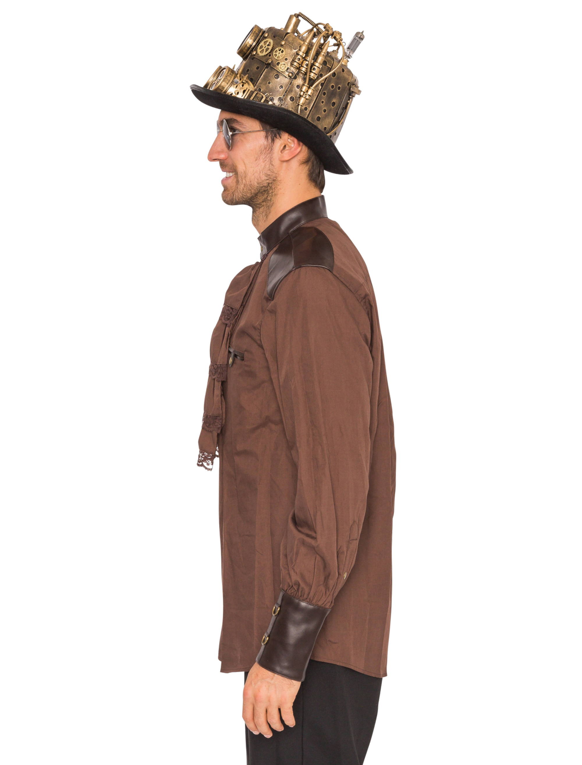 Hemd Steampunk Herren braun XXL
