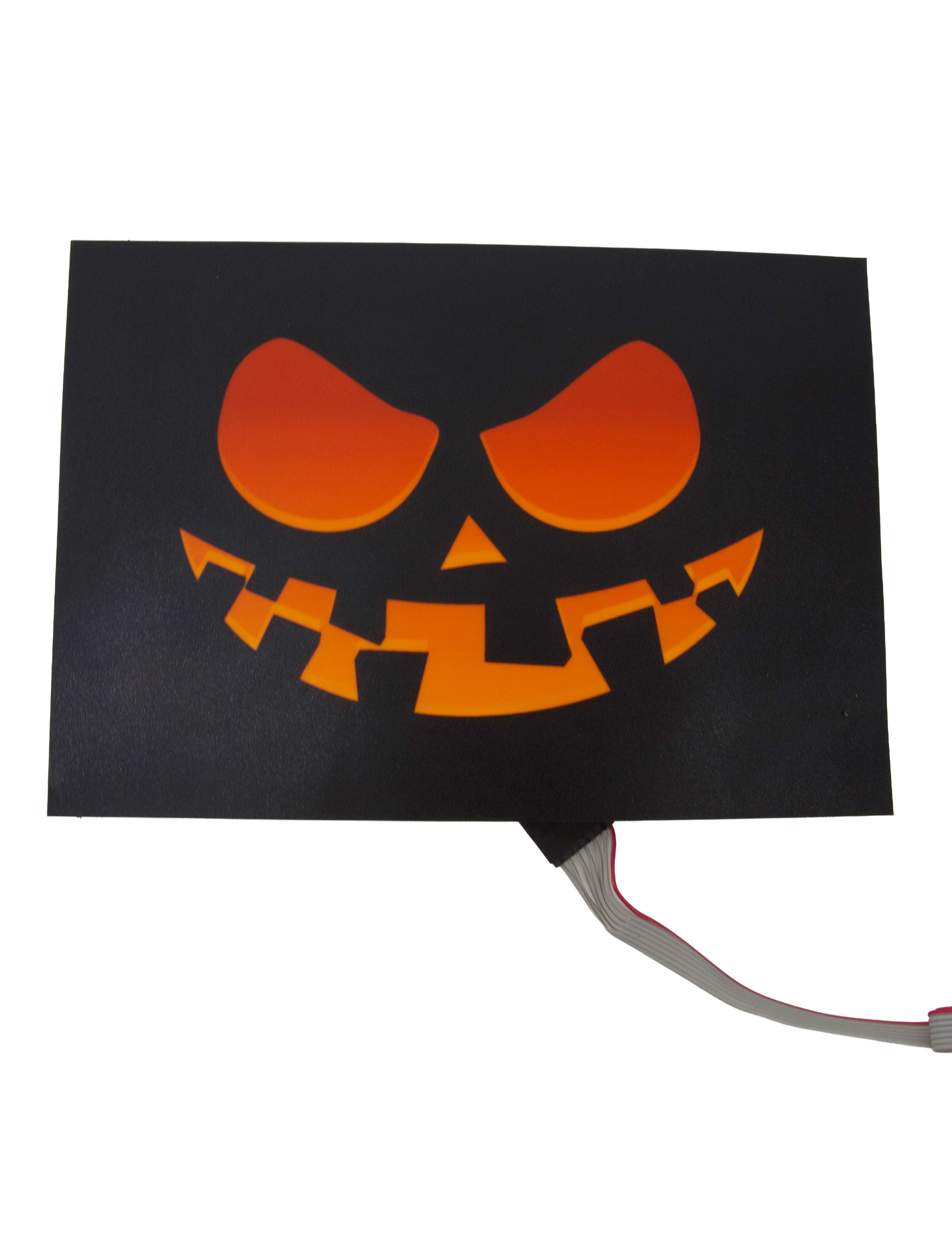 Leuchtplatte LED mit Kürbismotiv 20x14cm schwarz/orange