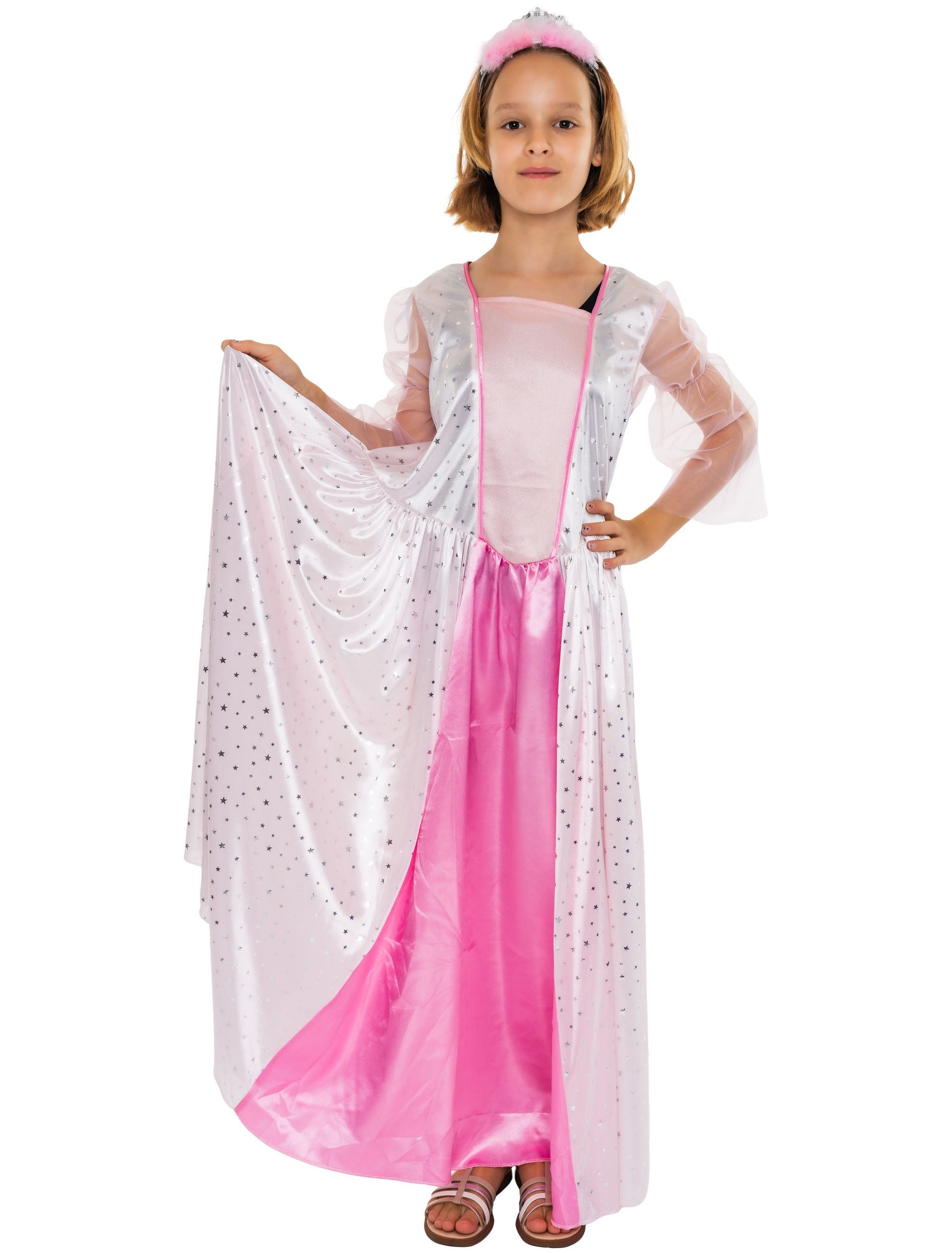 Kleid mit Sternen Prinzessin Kinder rosa 140