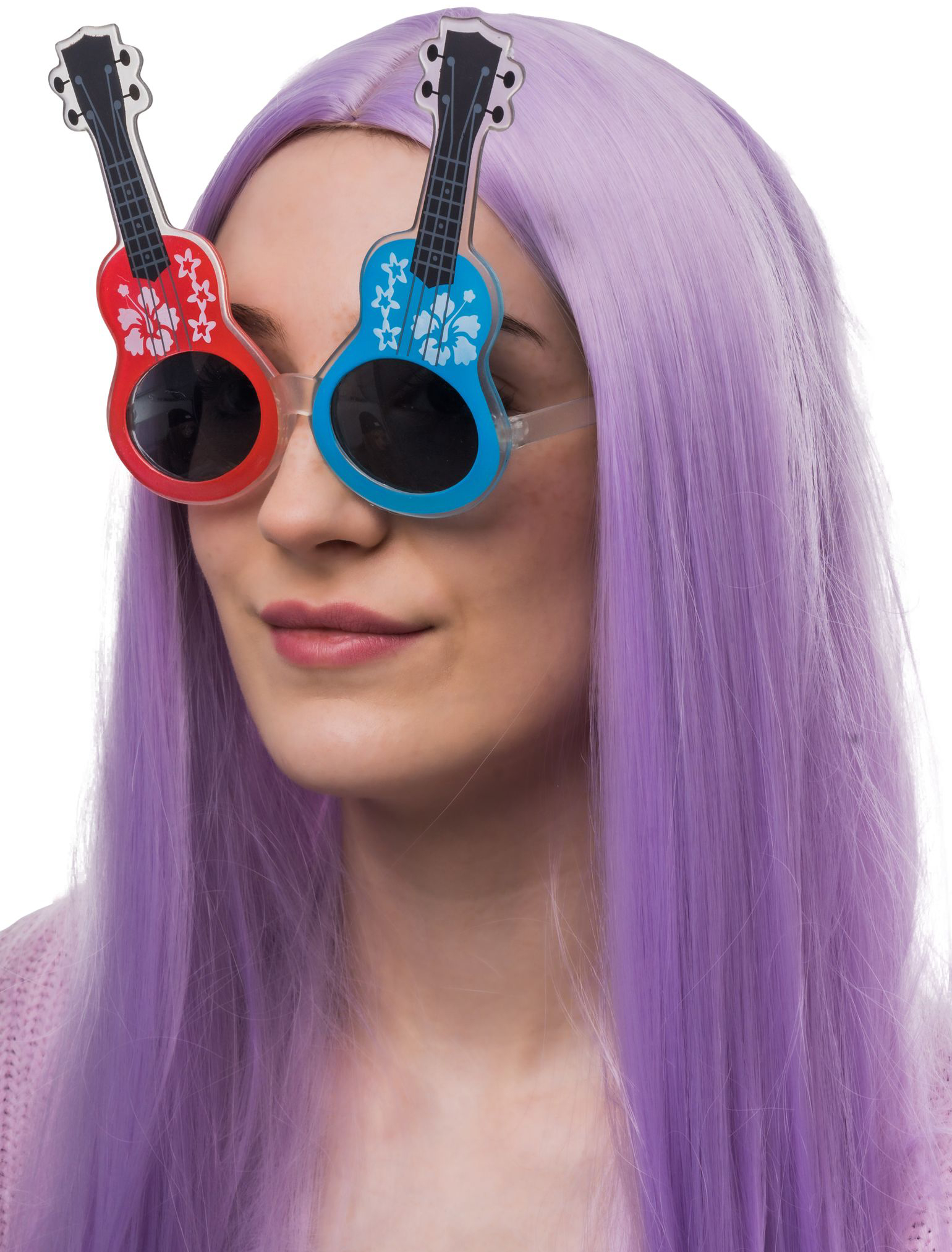 Brille Gitarren rot/blau