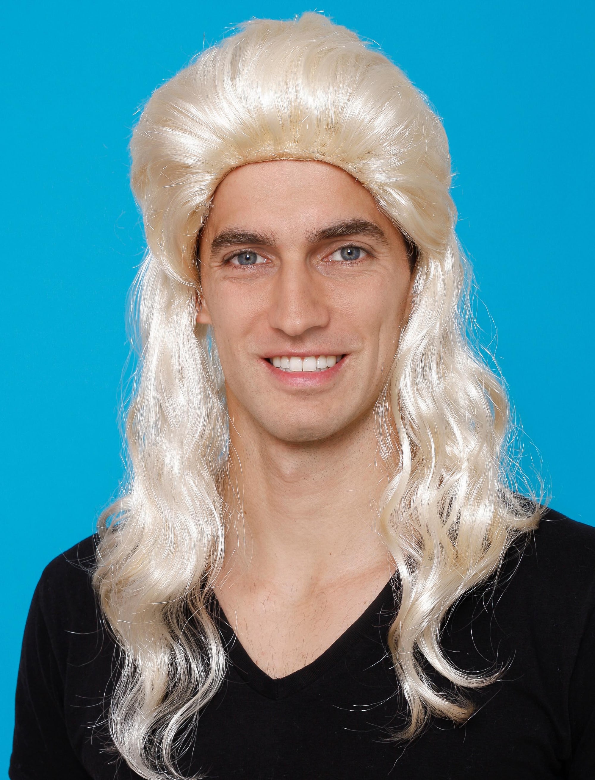 Perücke Vokuhila lang blond one size