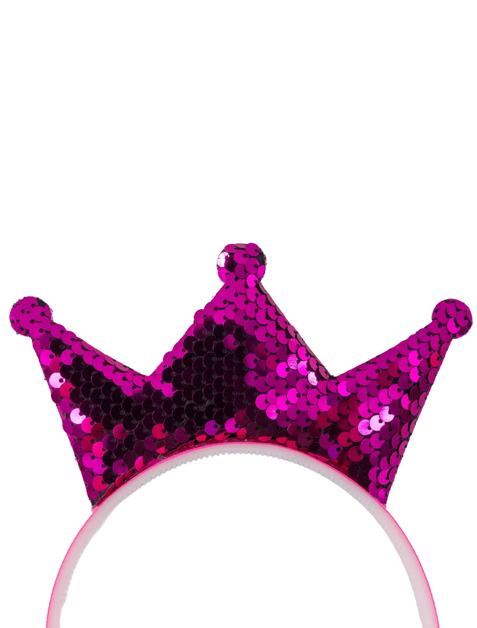 Haarreif Krone aus Pailletten pink