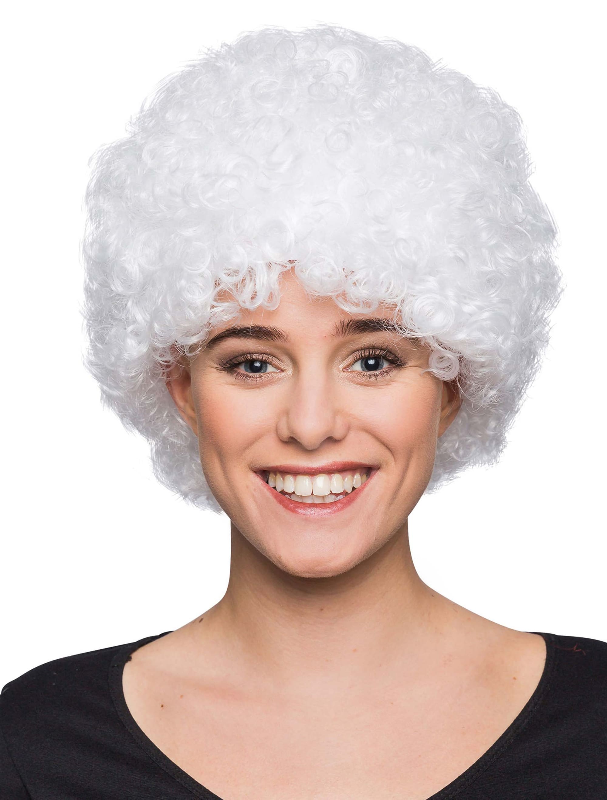 Perücke Clown Locken weiß one size