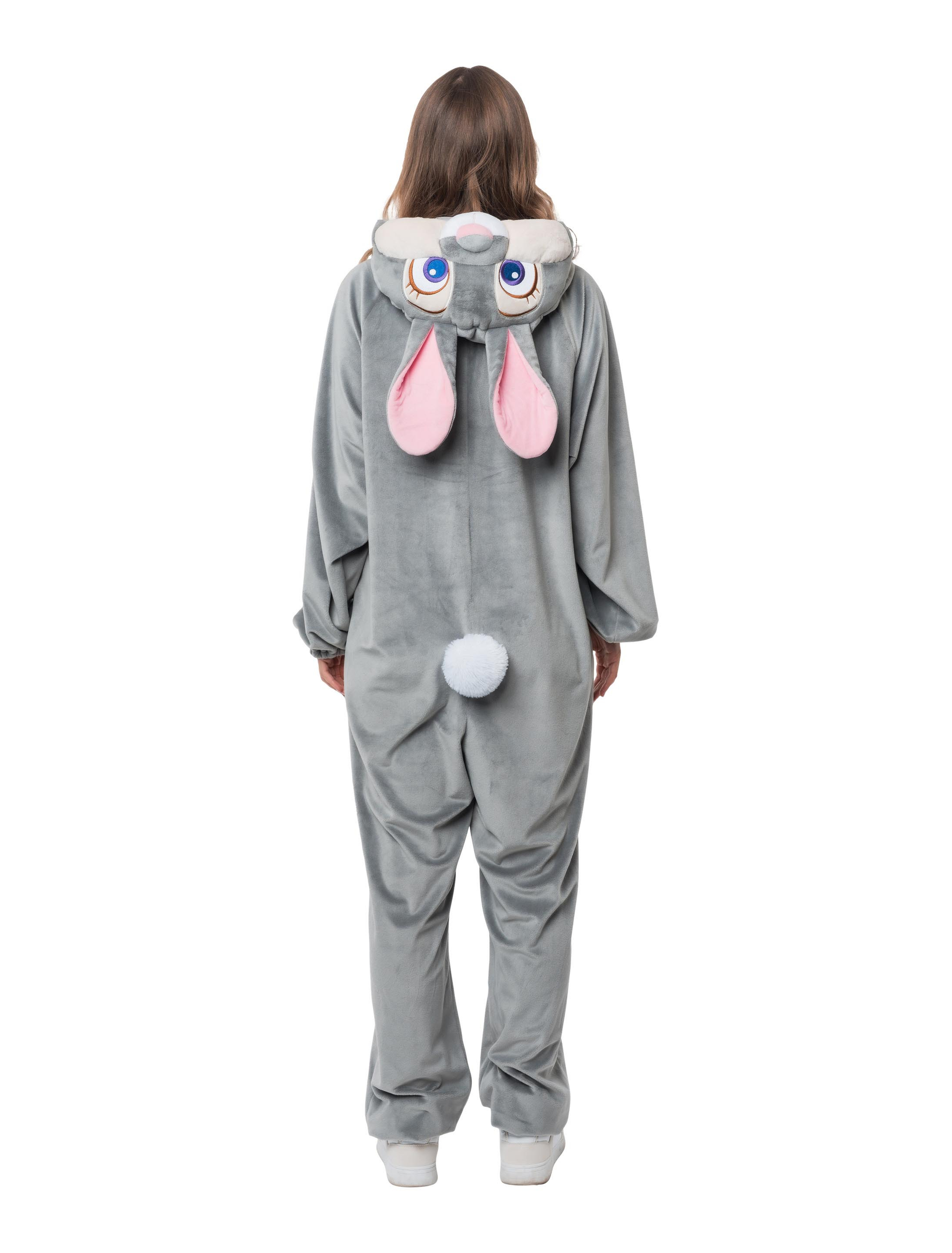 Overall Hase Plüsch grau S/M