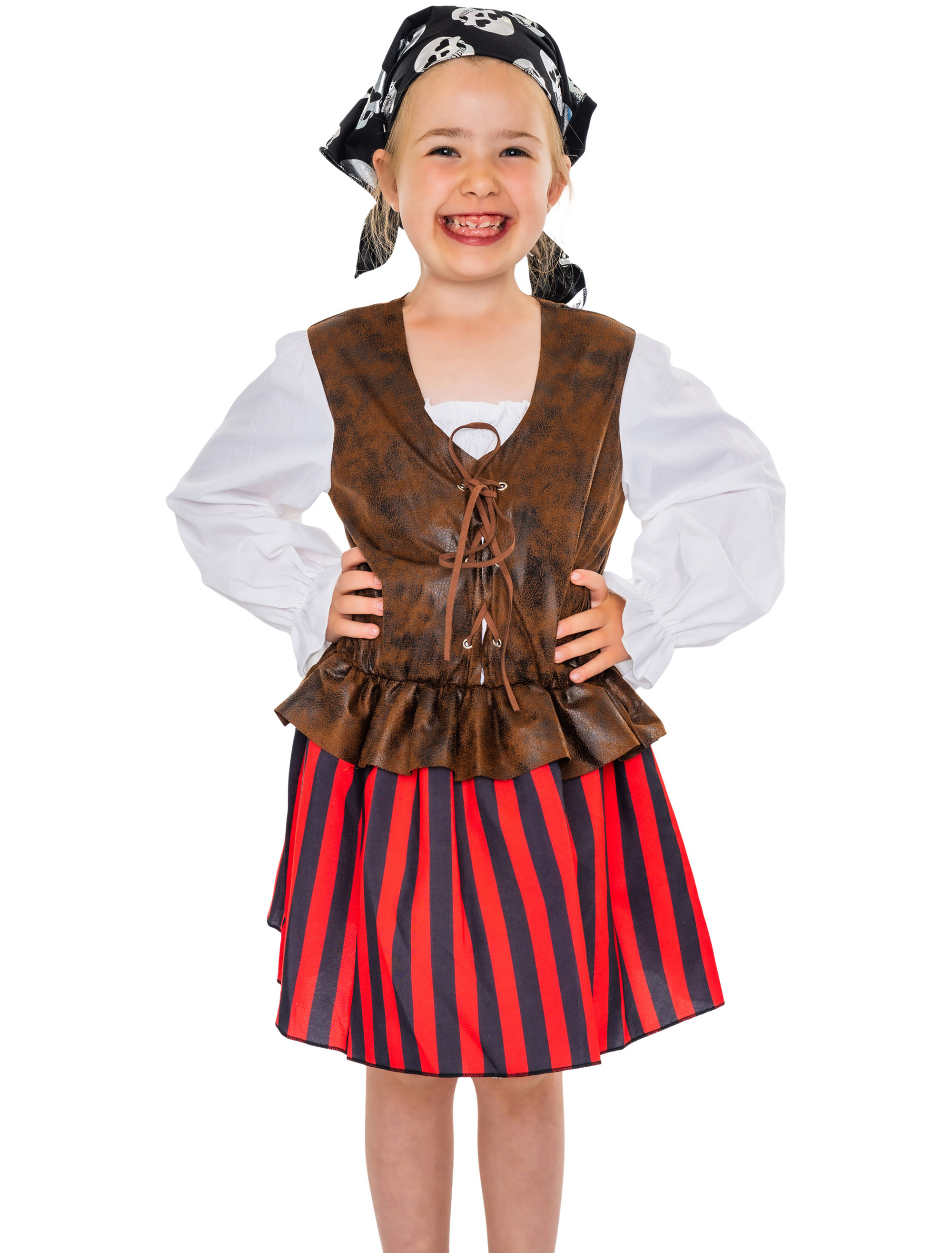 Kleid Piratin Kinder braun/rot 116-128