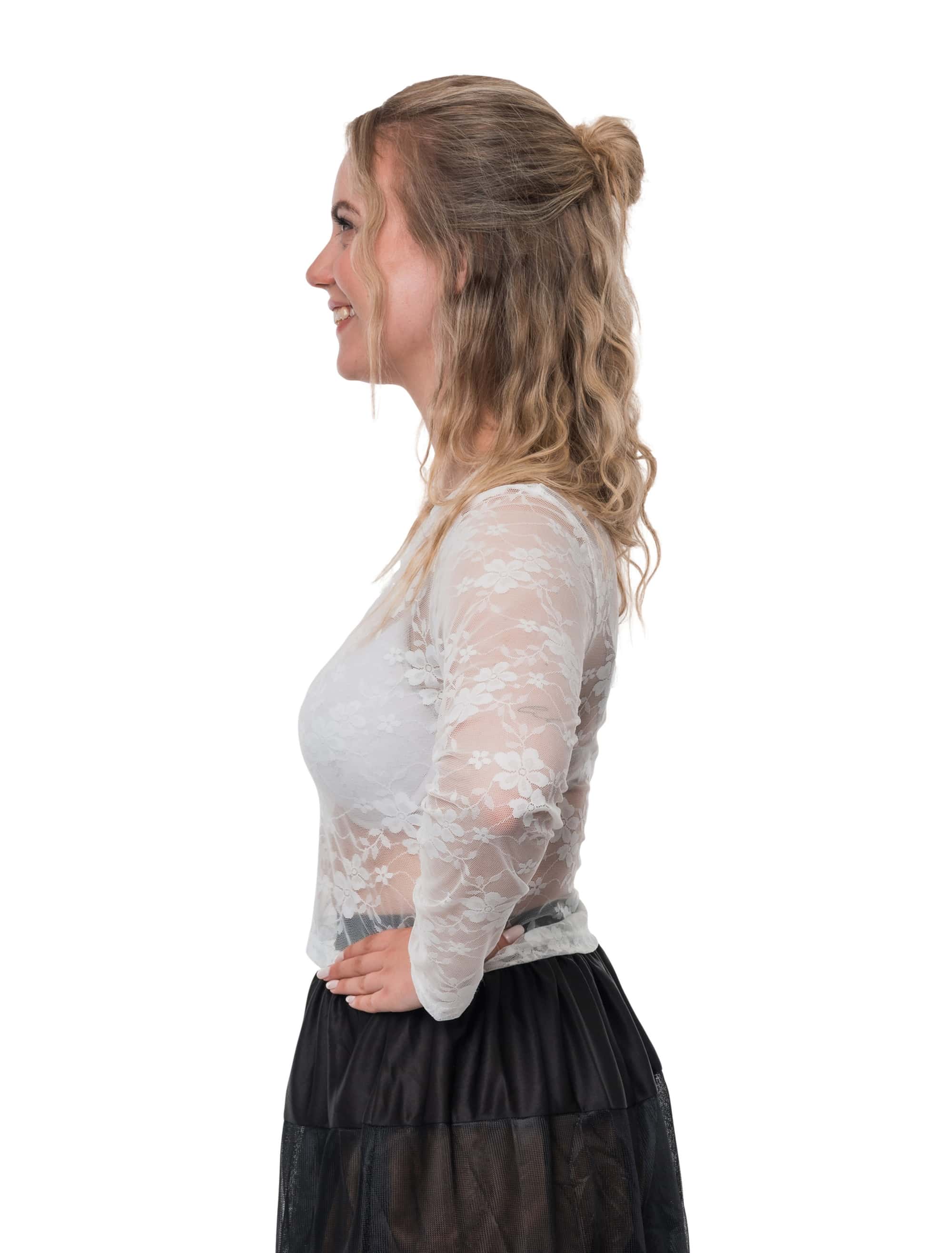 Oberteil Mesh Blumen Damen weiß 42