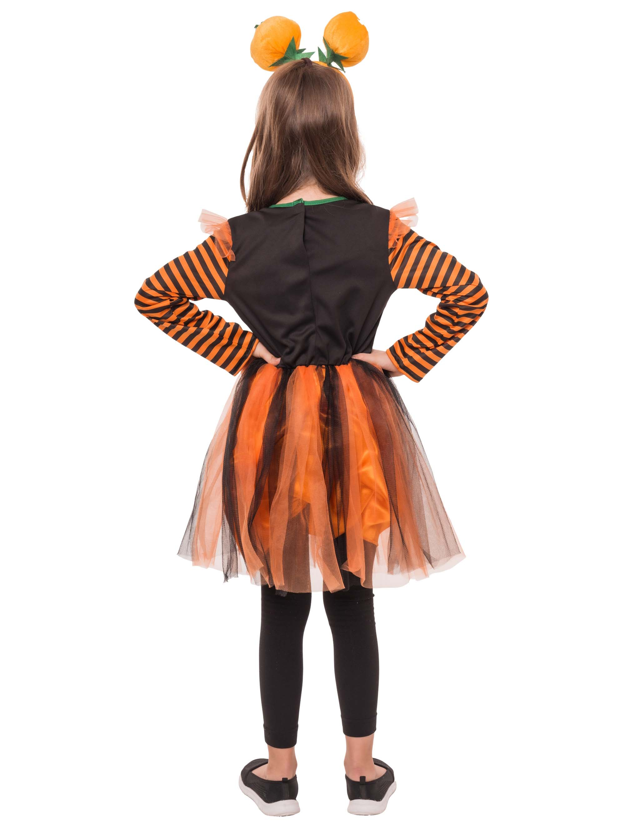 Kleid Kürbis mit Mond Kinder schwarz/orange 6-8 Jahre