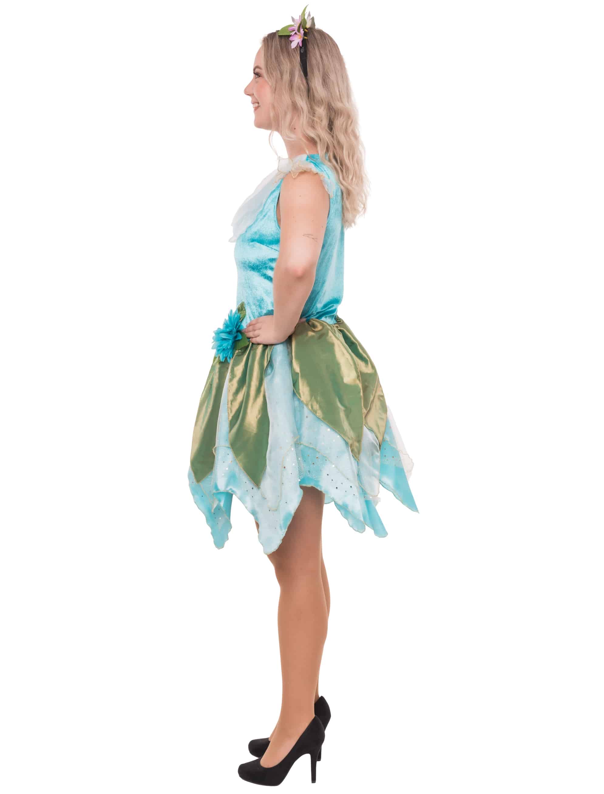 Kleid Blumenfee blau/grün S/M