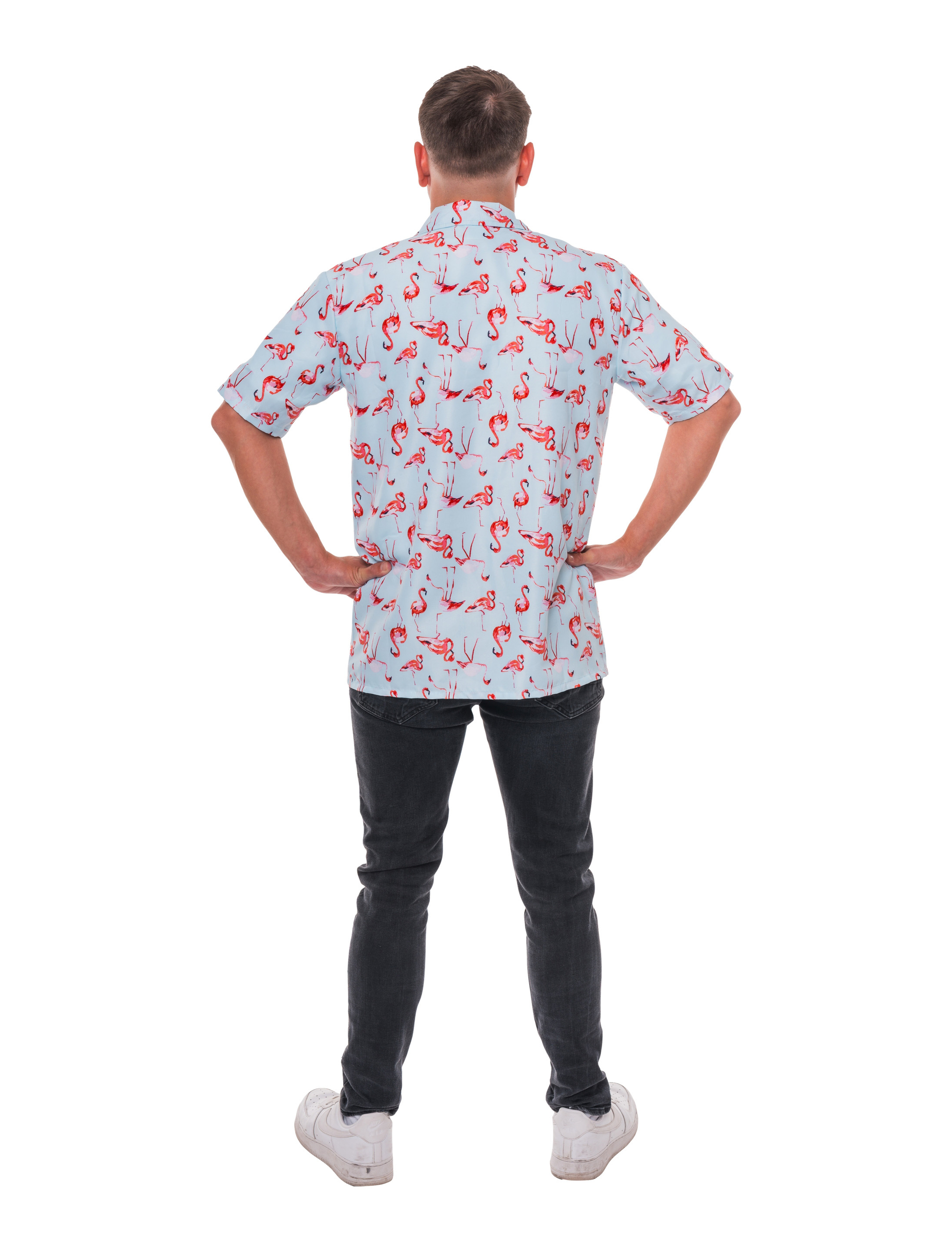 Hemd Flamingo Herren blau/pink S