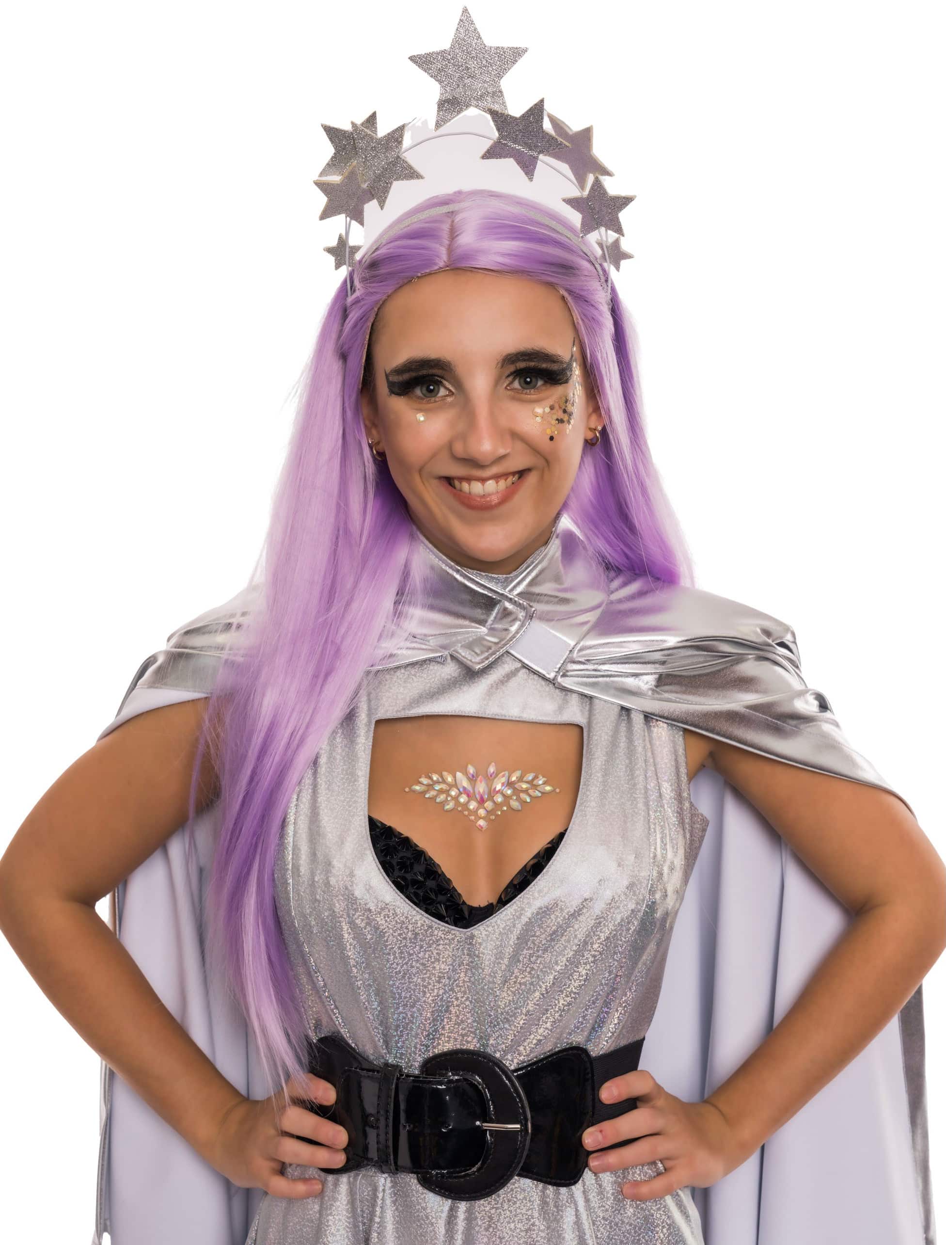 Cape mit Stehkragen Metallic Damen silber one size