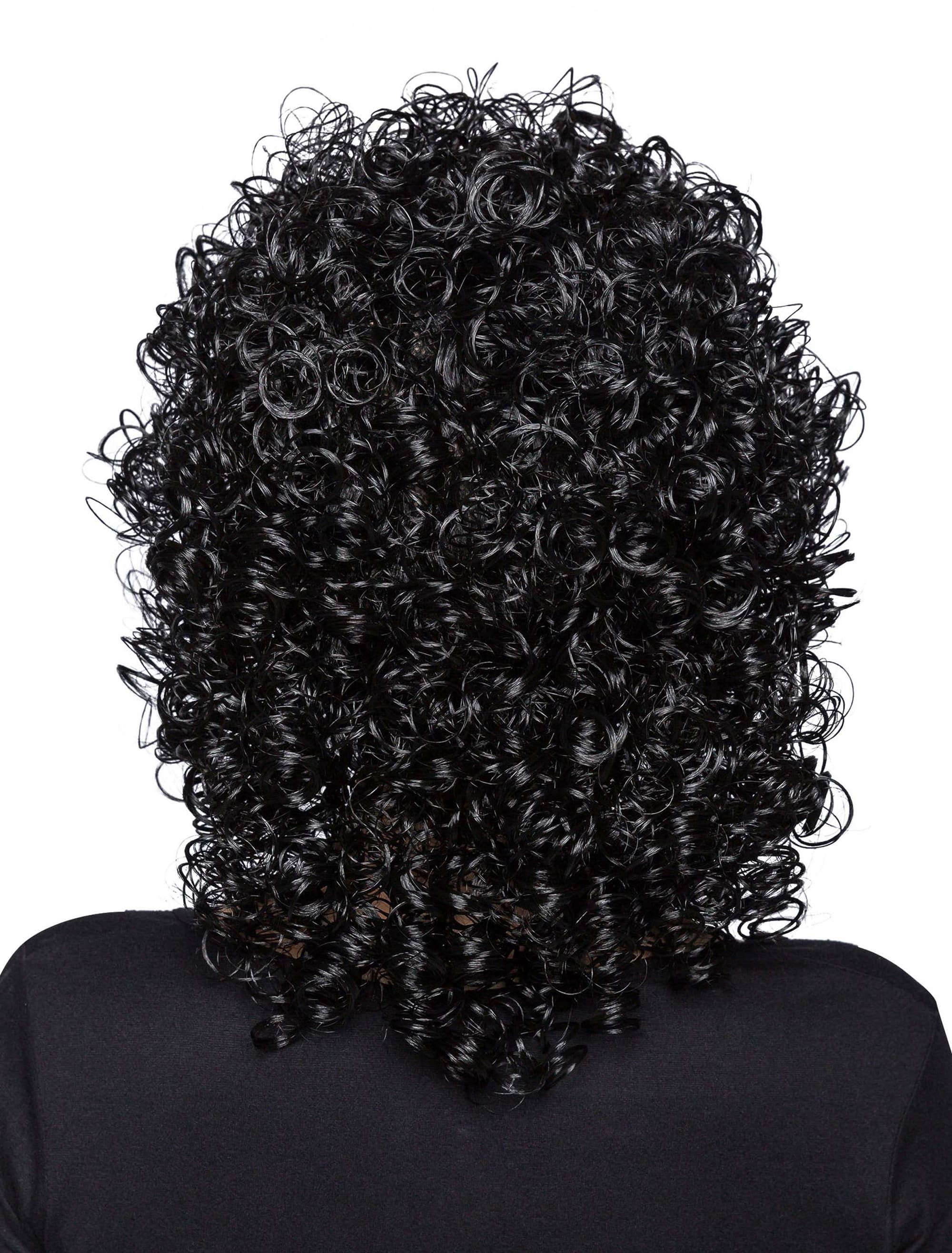 Perücke mittelang wilde Locken schwarz one size