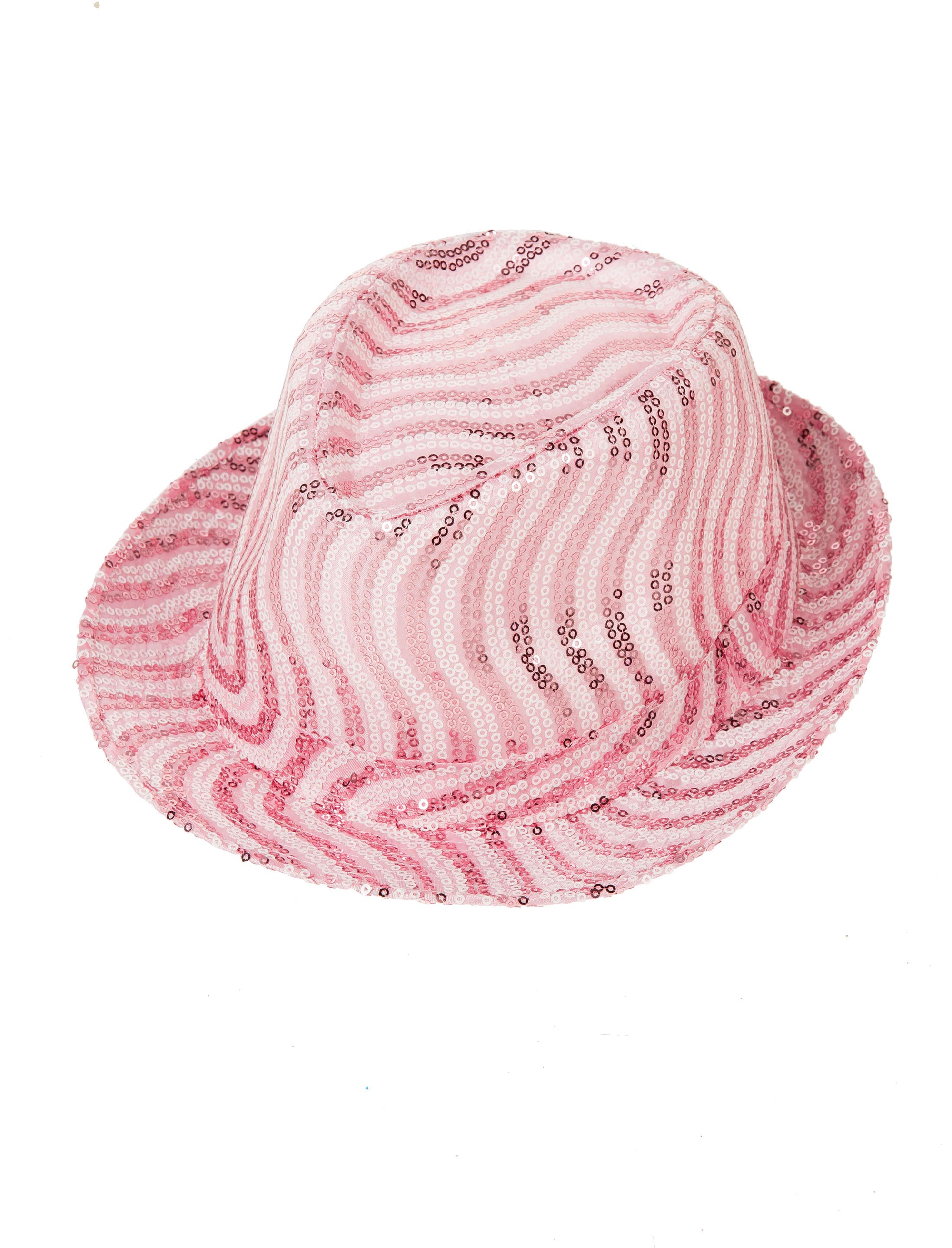 Hut Trilby Pailletten Damen rosa/weiß one size