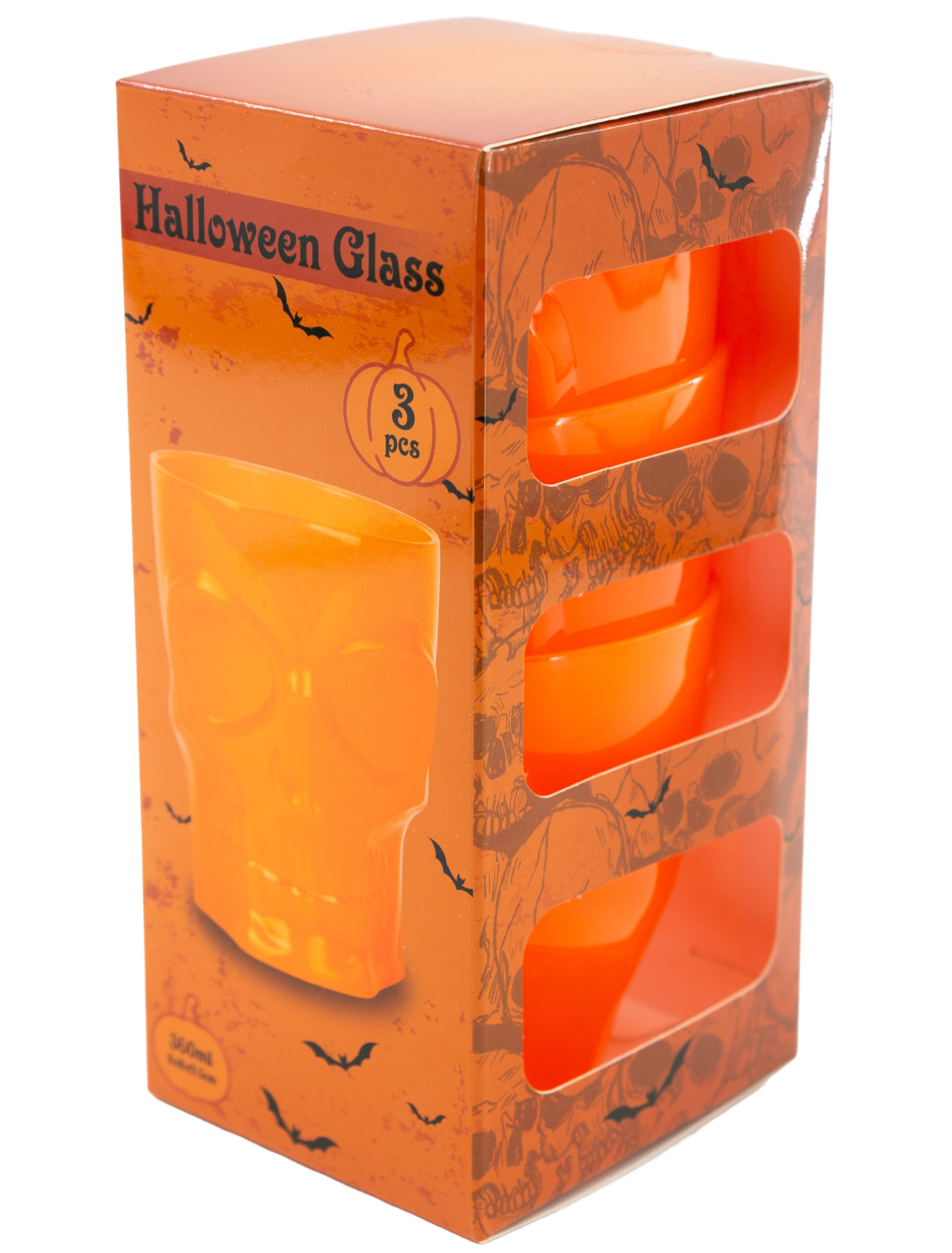 Trinkbecher Totenkopf  Halloween 3 Stk. orange