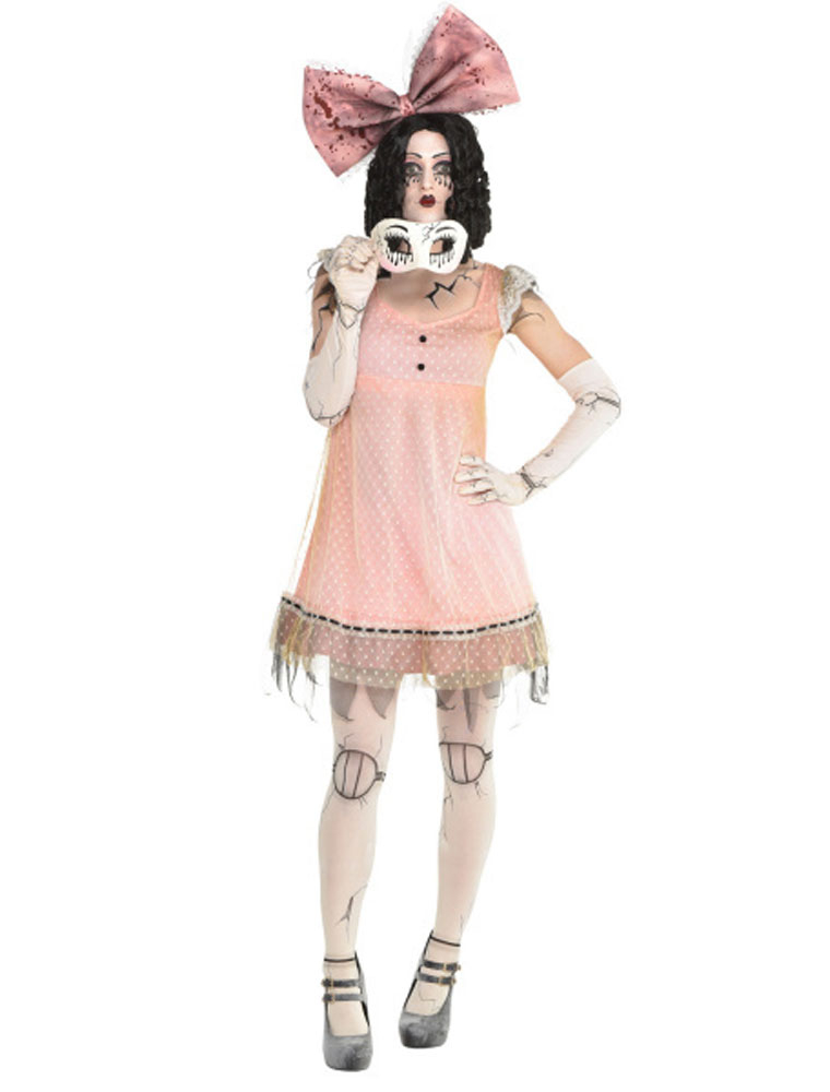 Kleid Horrorpuppe Damen rosa 2XL