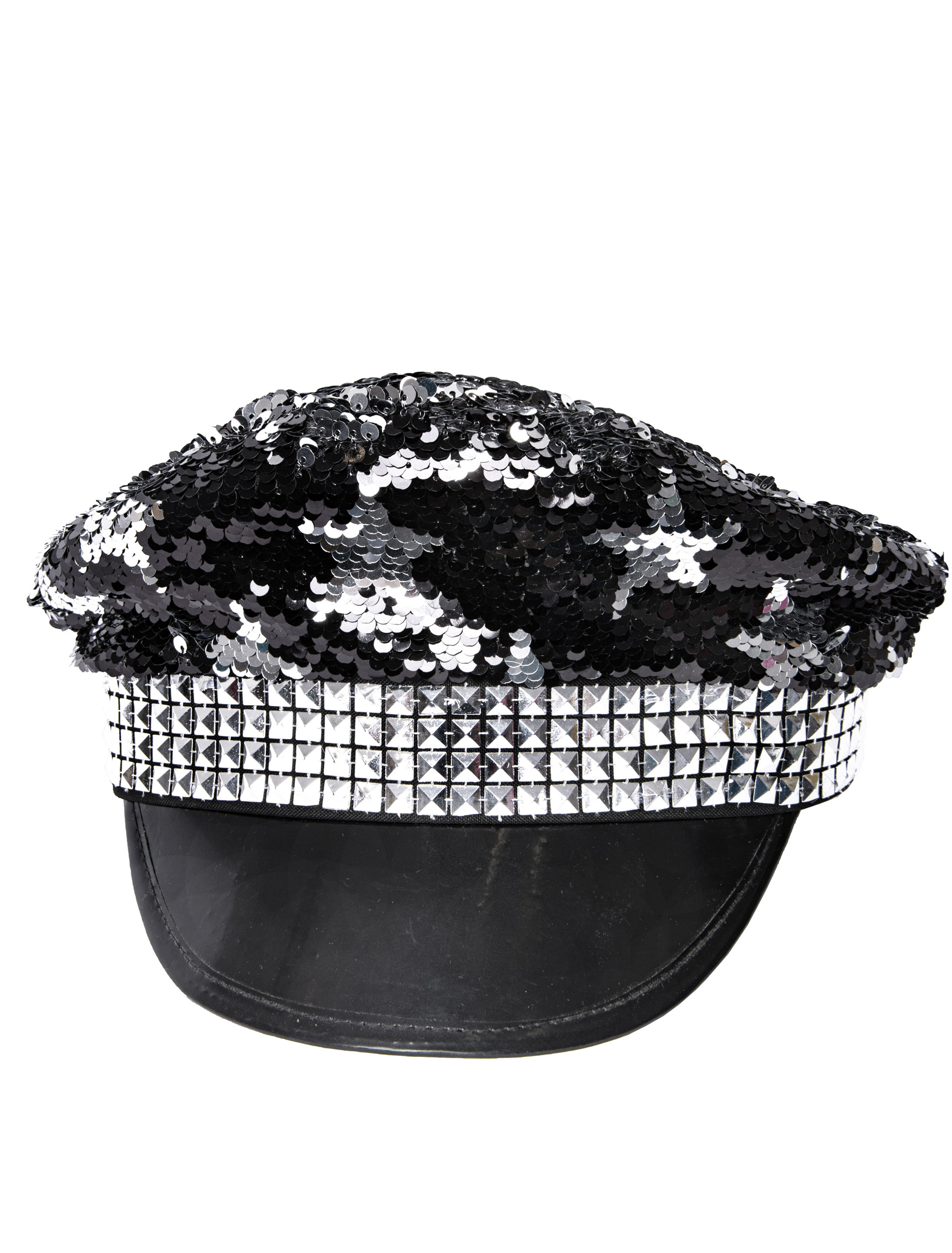 Paillettenhut mit silbernen Sternen Damen schwarz/silber one size