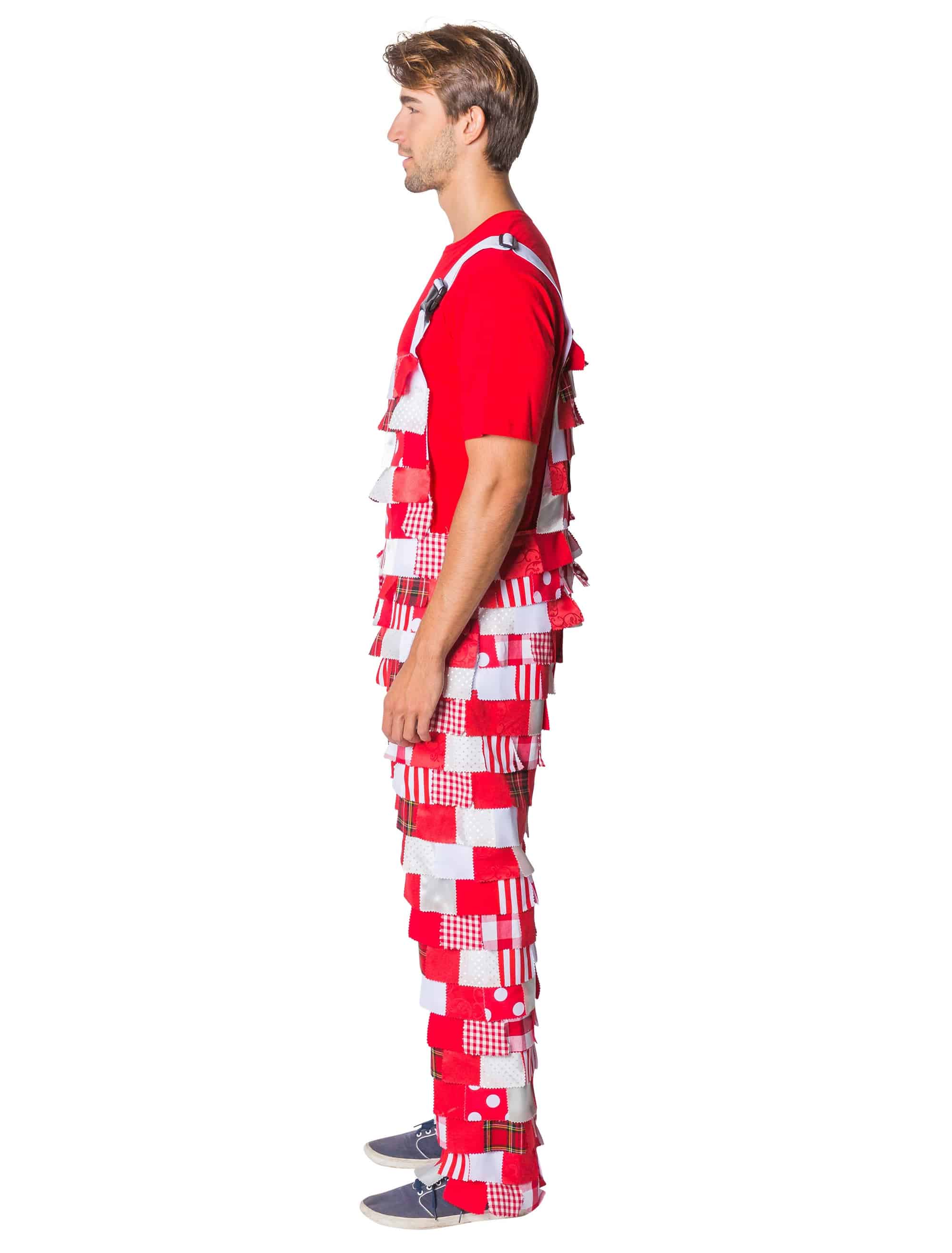 Latzhose Lappen rot/weiß 50