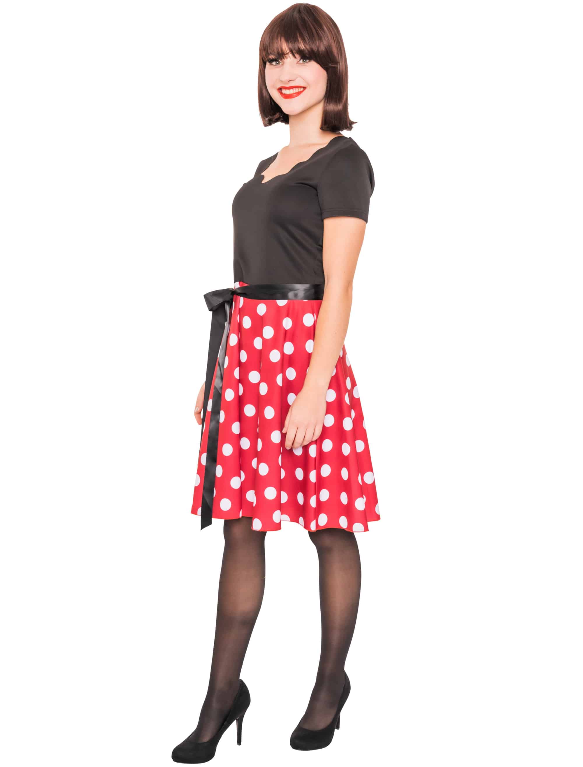 Kleid Maus mit Punkten schwarz/weiß/rot 3XL