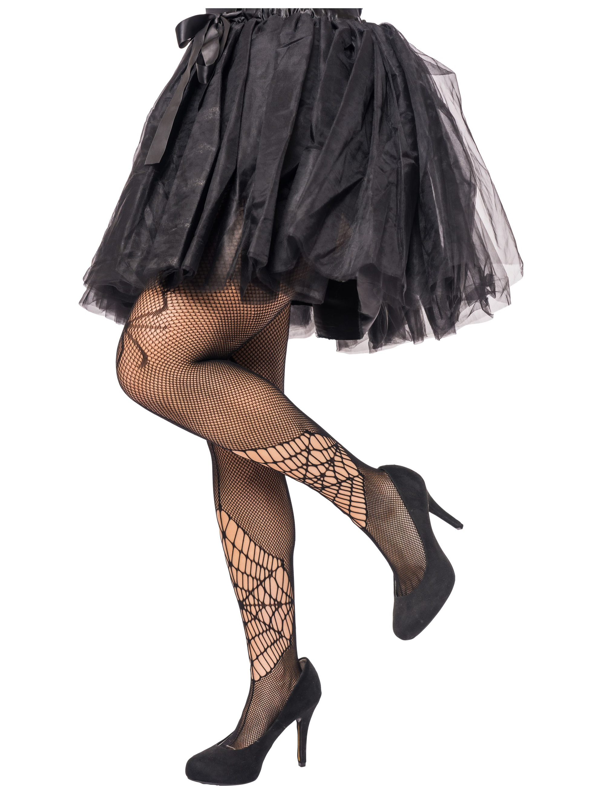 Netzstrumpfhose Spinnennetz Damen schwarz L/XL