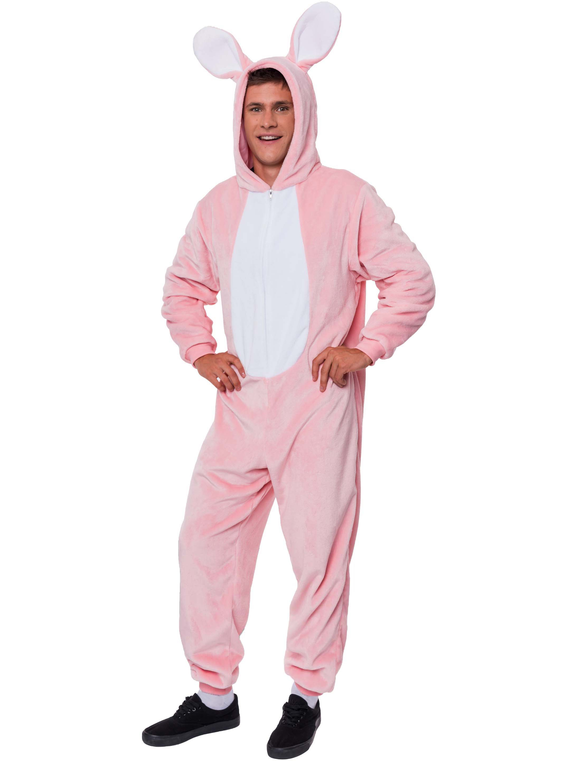 Overall Hase Plüsch rosa/weiß L/XL