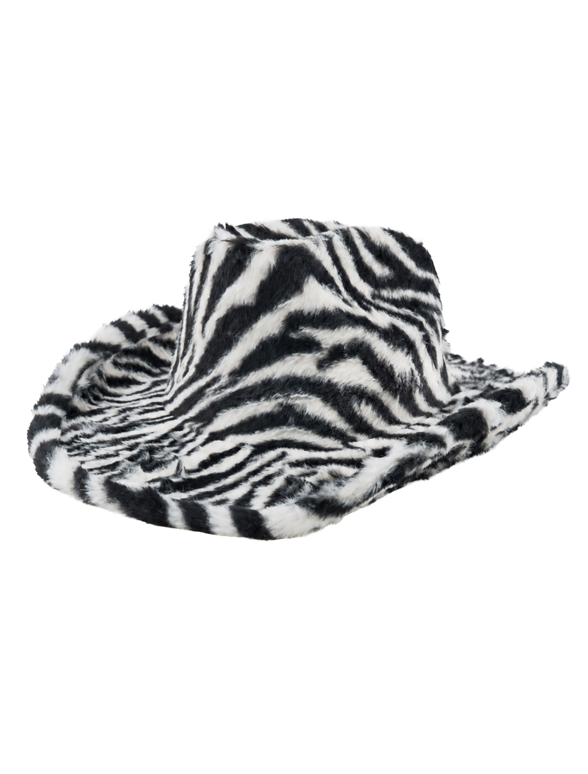 Cowboyhut Plüsch Zebra schwarz/weiß one size